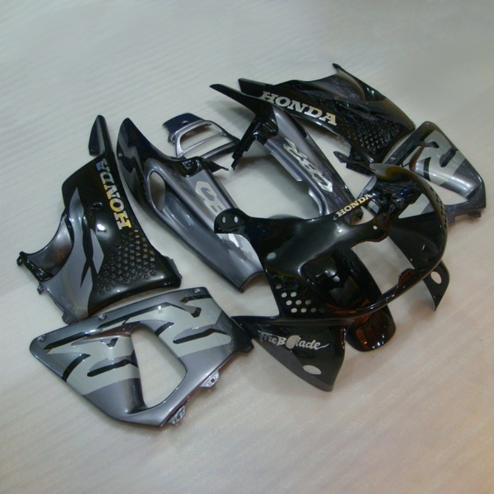 Amotopart 1996-1997 Honda CBR900RR 893 Kit de carenado negro y gris