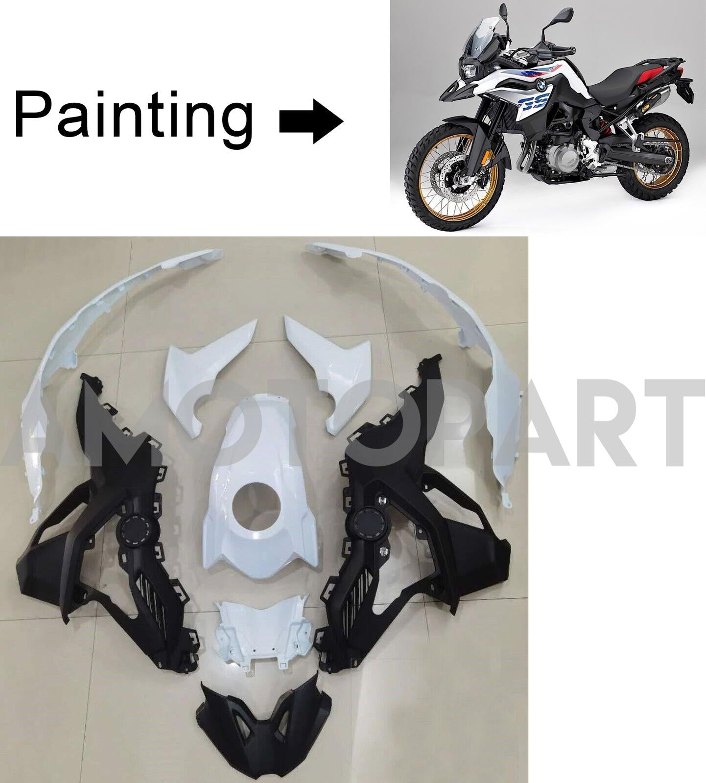 Amotopart BMW 2018-2020  F750GS/F850GS Black White Fairing Kit