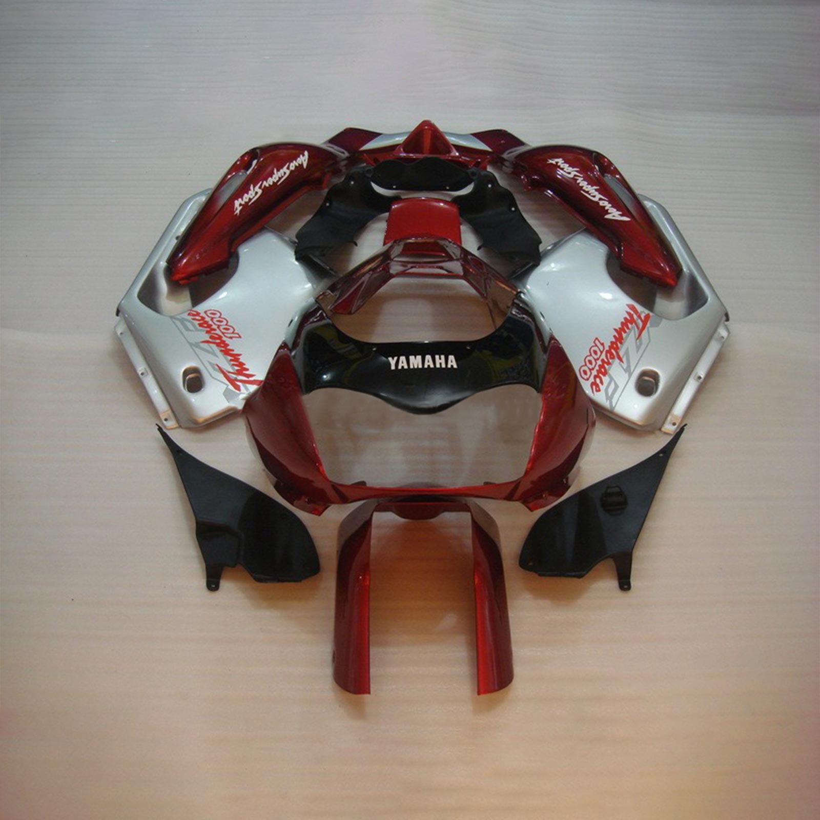 Amotopart 1997–2007 Yamaha YZF1000R Thunderace Verkleidungsset, Rot und Silber, Style3