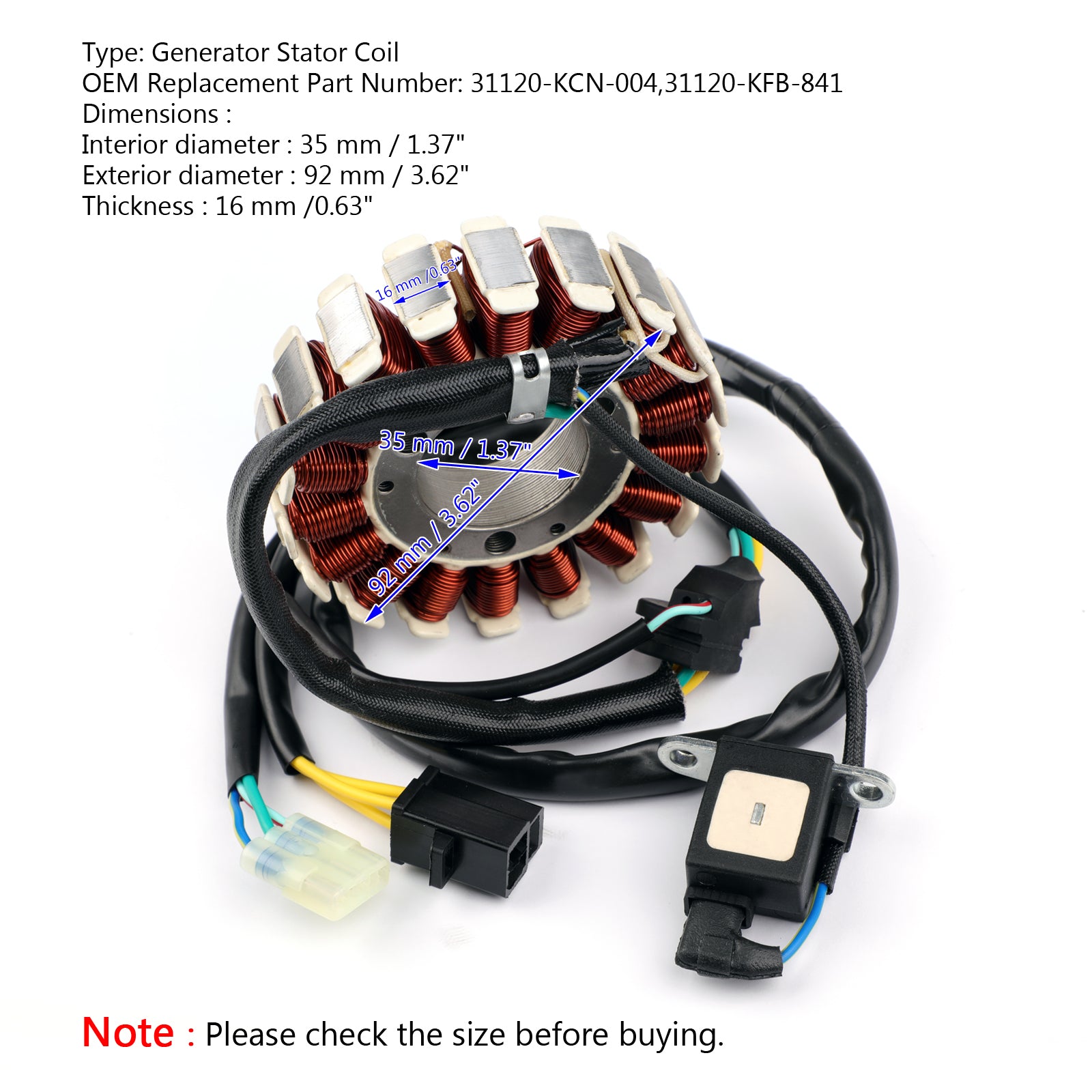 Generator Stator Coil For CLR125 XLR125 98-03 CRF230 SL230 02-09 31120-KFB-841 via fedex