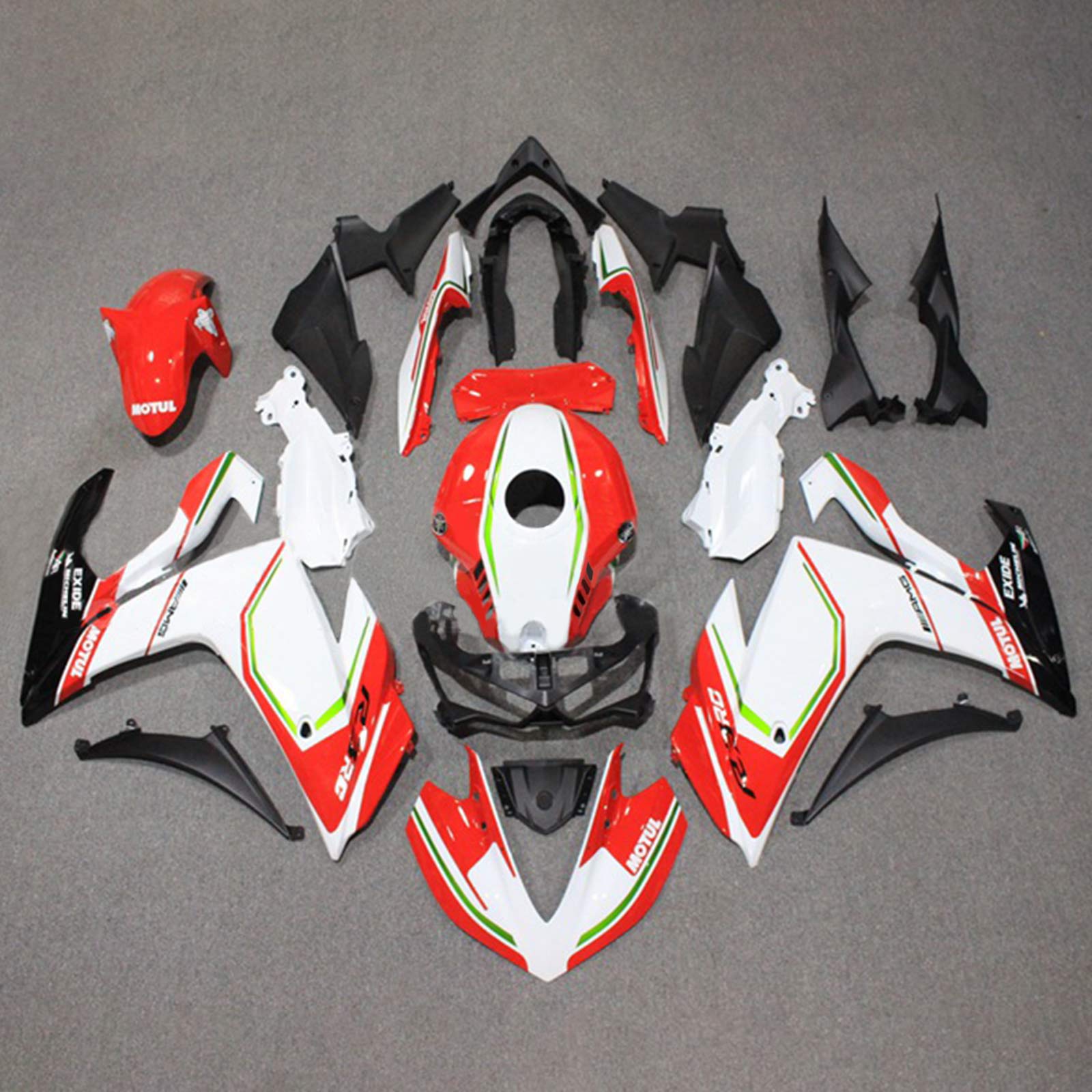 Amotopart Fairing Kit Yamaha 2014-2018 YZF R3 & 2015-2017 YZF R25 White Red Fairing Kit