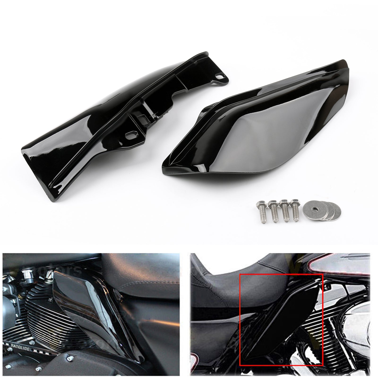 Escudo embellecedor deflector de calor de aire de marco medio negro para Harley Touring Street Glide genérico