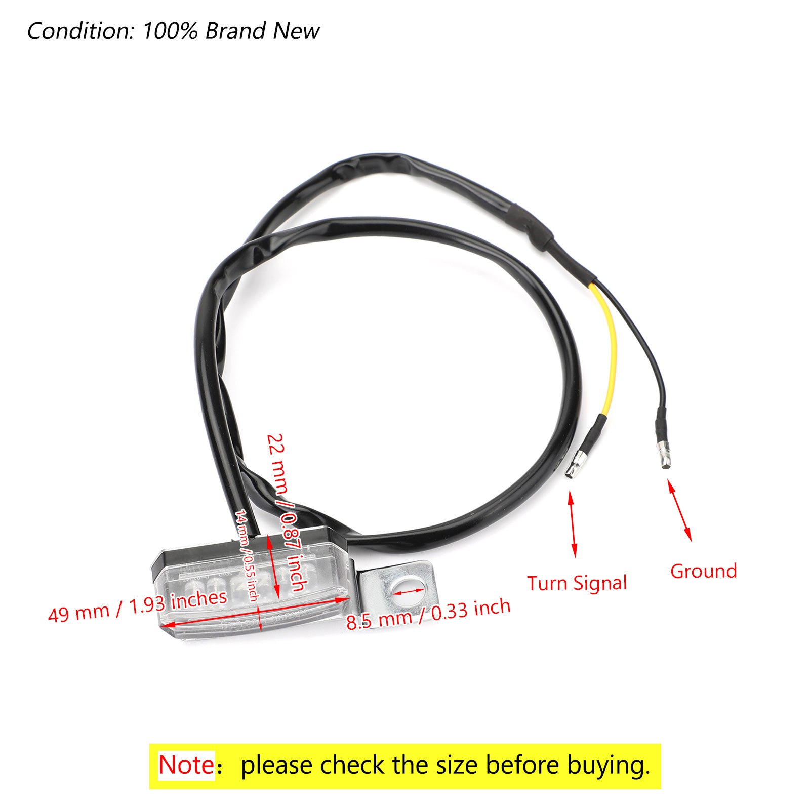 1 paire de clignotants avant LED universels pour motos, voyant lumineux