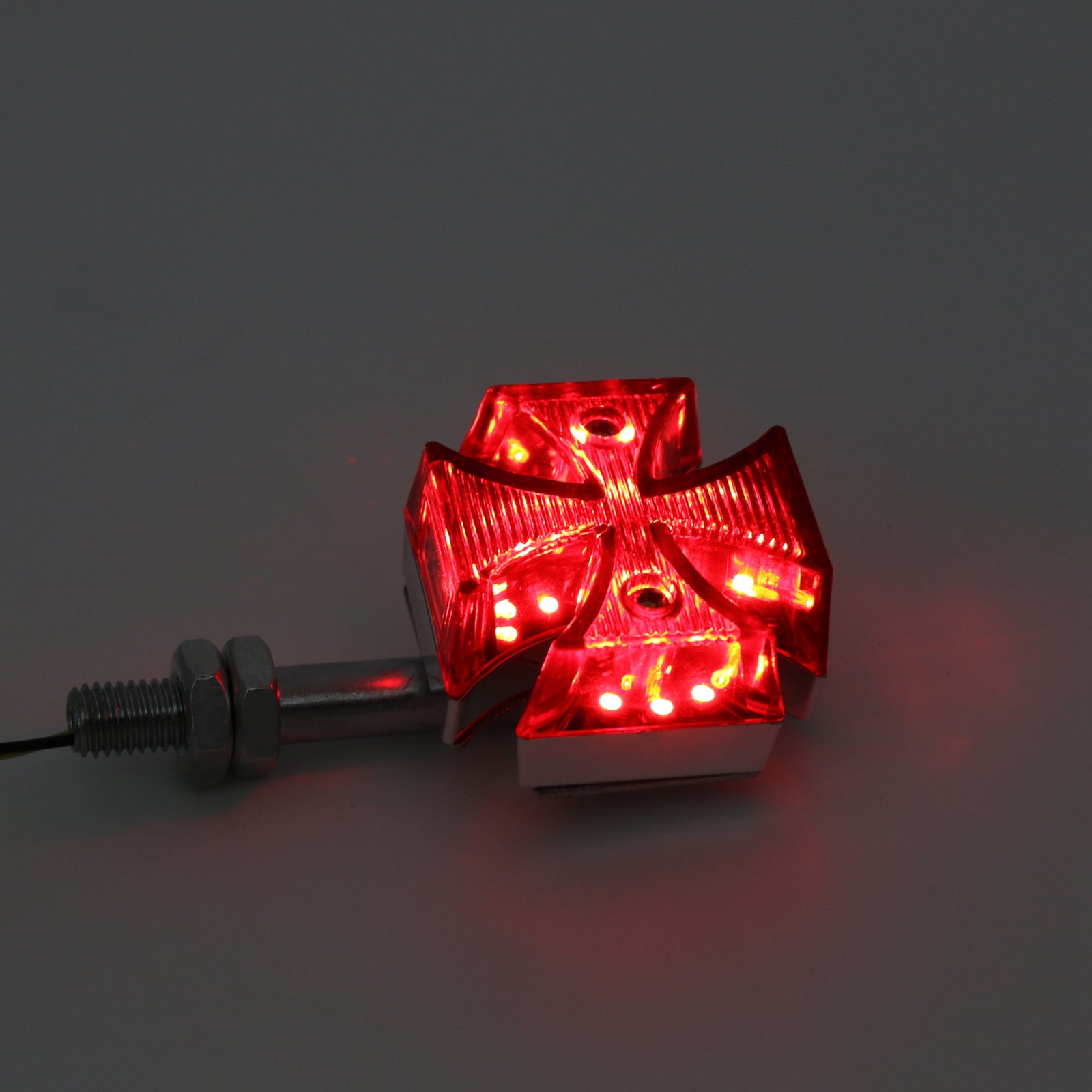 2x kundenspezifisches rotes Malteserkreuz-LED-Blinkerlicht für Harley-Motorräder