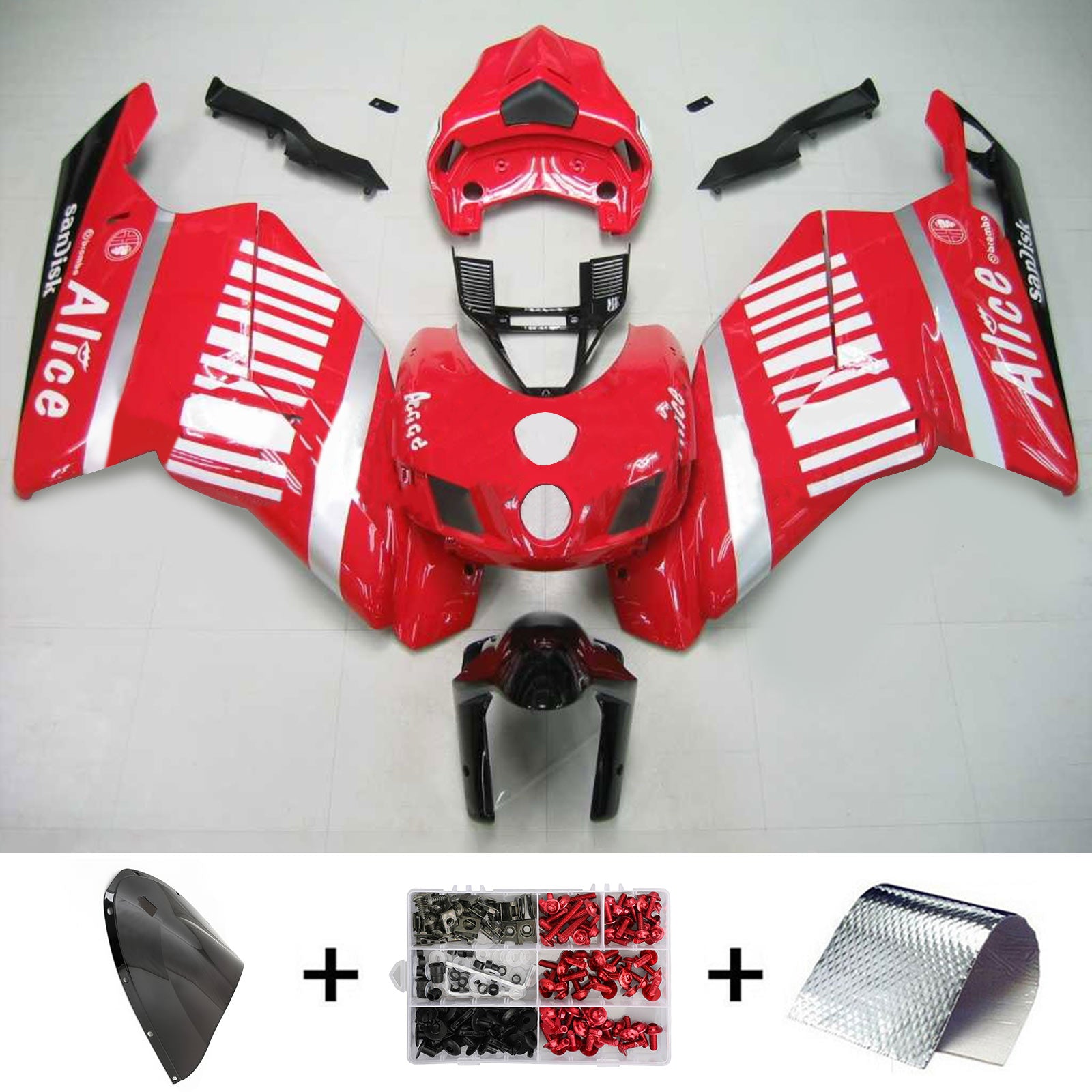 Amotopart Ducati 2005-2006 999/749 Kit de carenado rojo mixto blanco