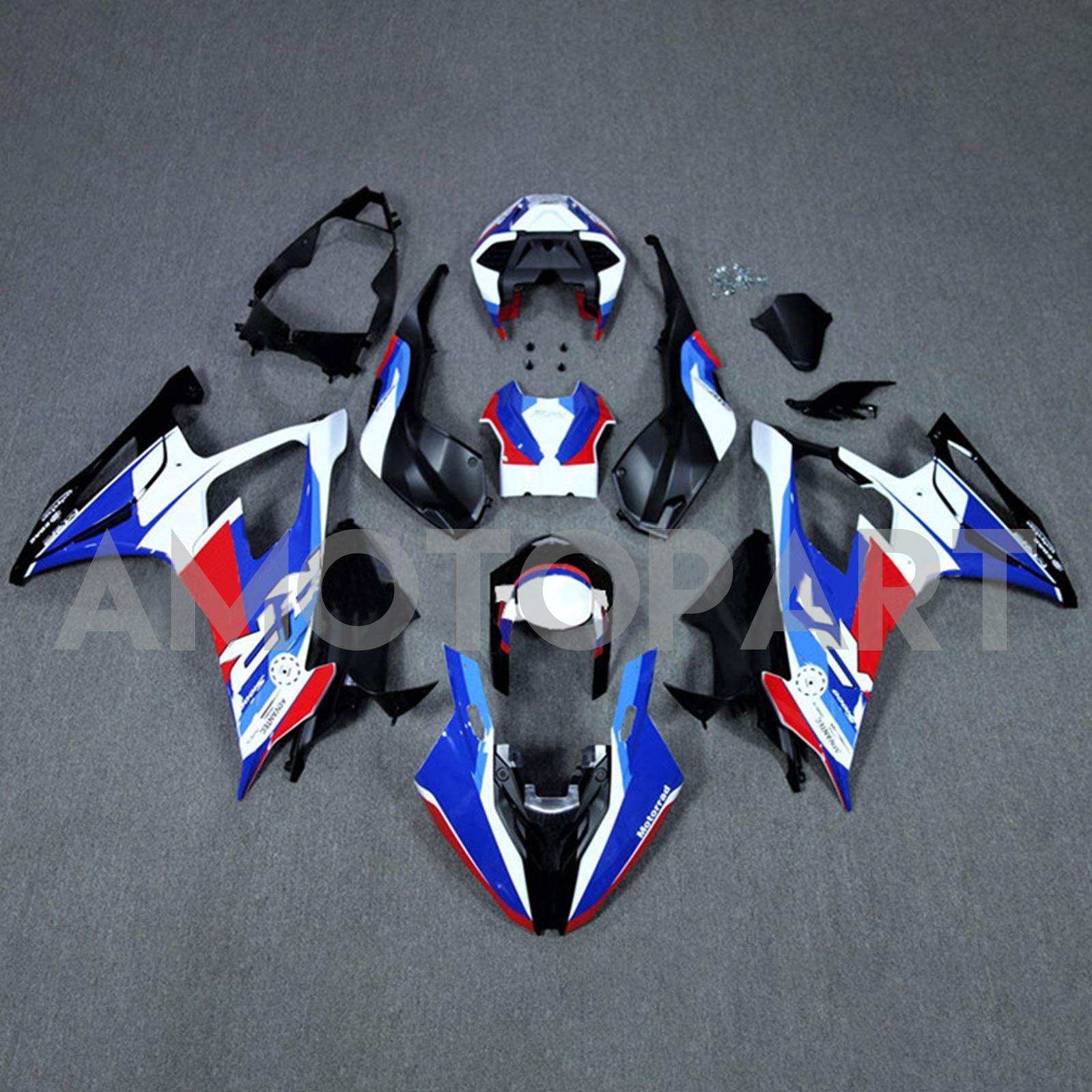 Amotopart 2019-2022 BMW S1000RR/M1000RR Racing Kit de carenado blanco azul