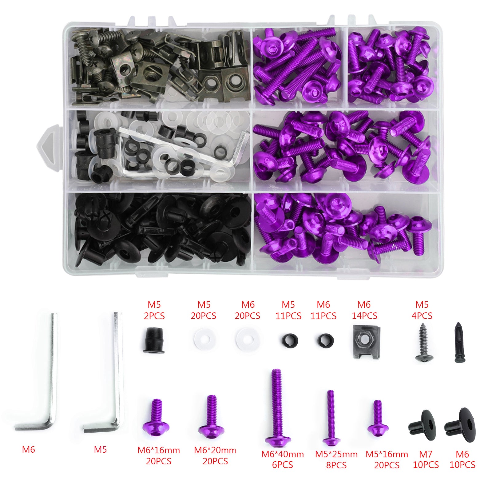 Kit de carrocería de tornillos y tornillos de carenado morado