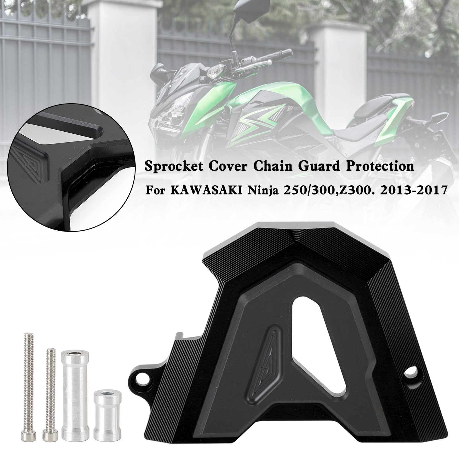 Protector de cadena de cubierta de piñón delantero para KAWASAKI Ninja 250 300 Z300 2013-2017