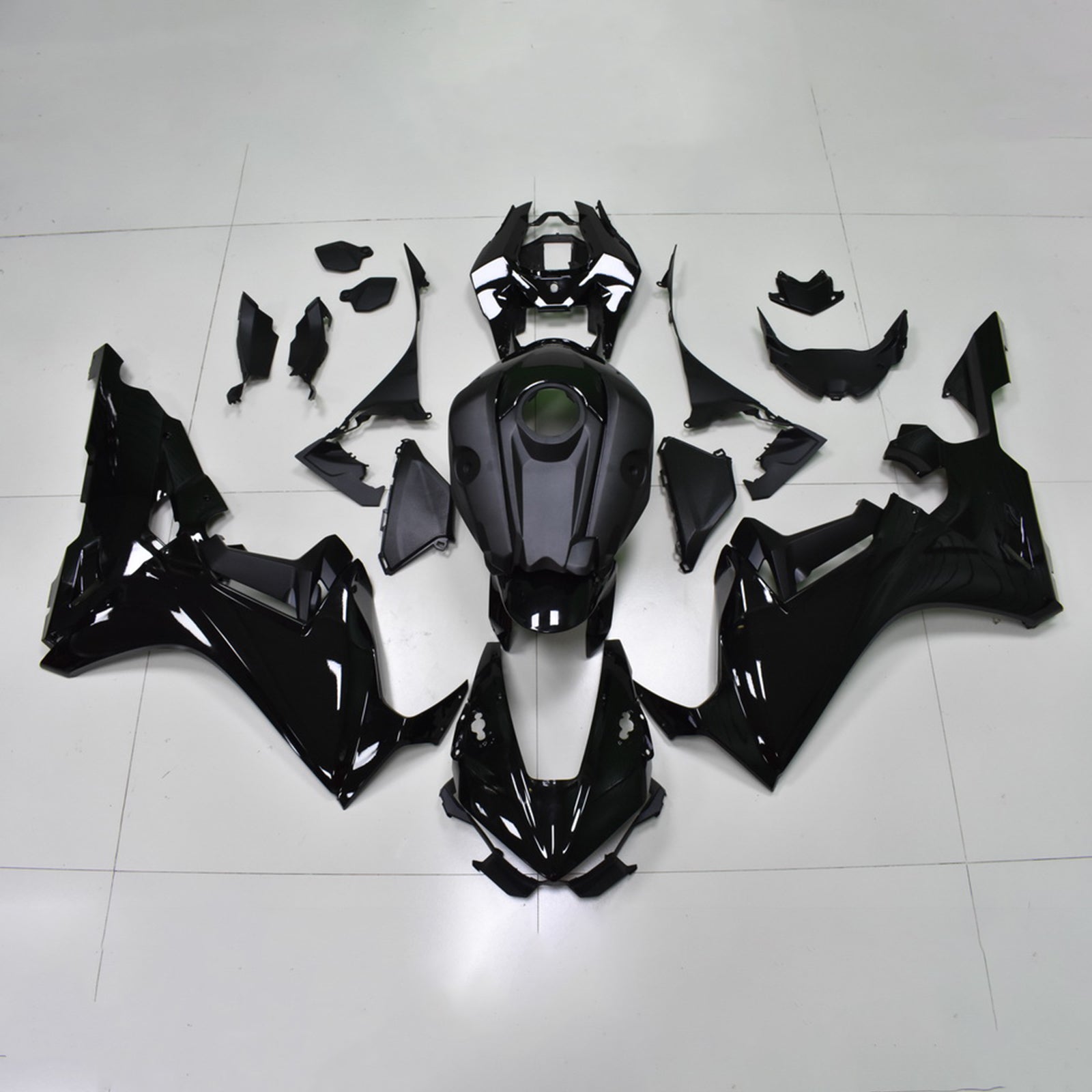 Amotopart Honda CBR1000RR-R 2020–2023 Matt- und glänzend schwarzes Verkleidungsset