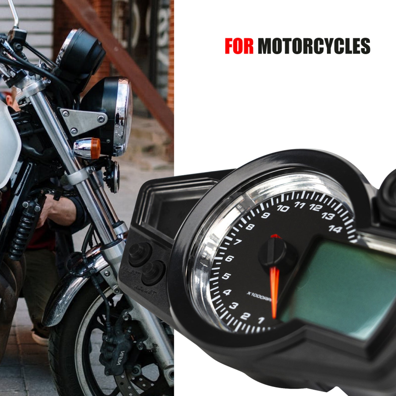 Tft Digital Tachometer Universal Motorrad 14000 U/min Gang Hintergrundbeleuchtung Kilometerzähler Generisch