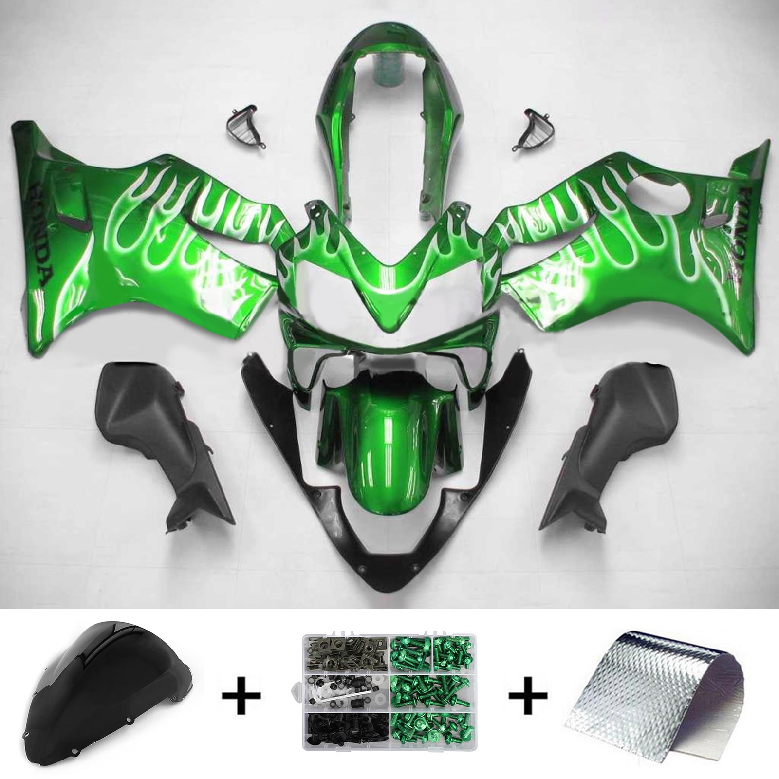 Amotopart Honda CBR600 F4i 2004-2007 Green Fire Fairing Kit