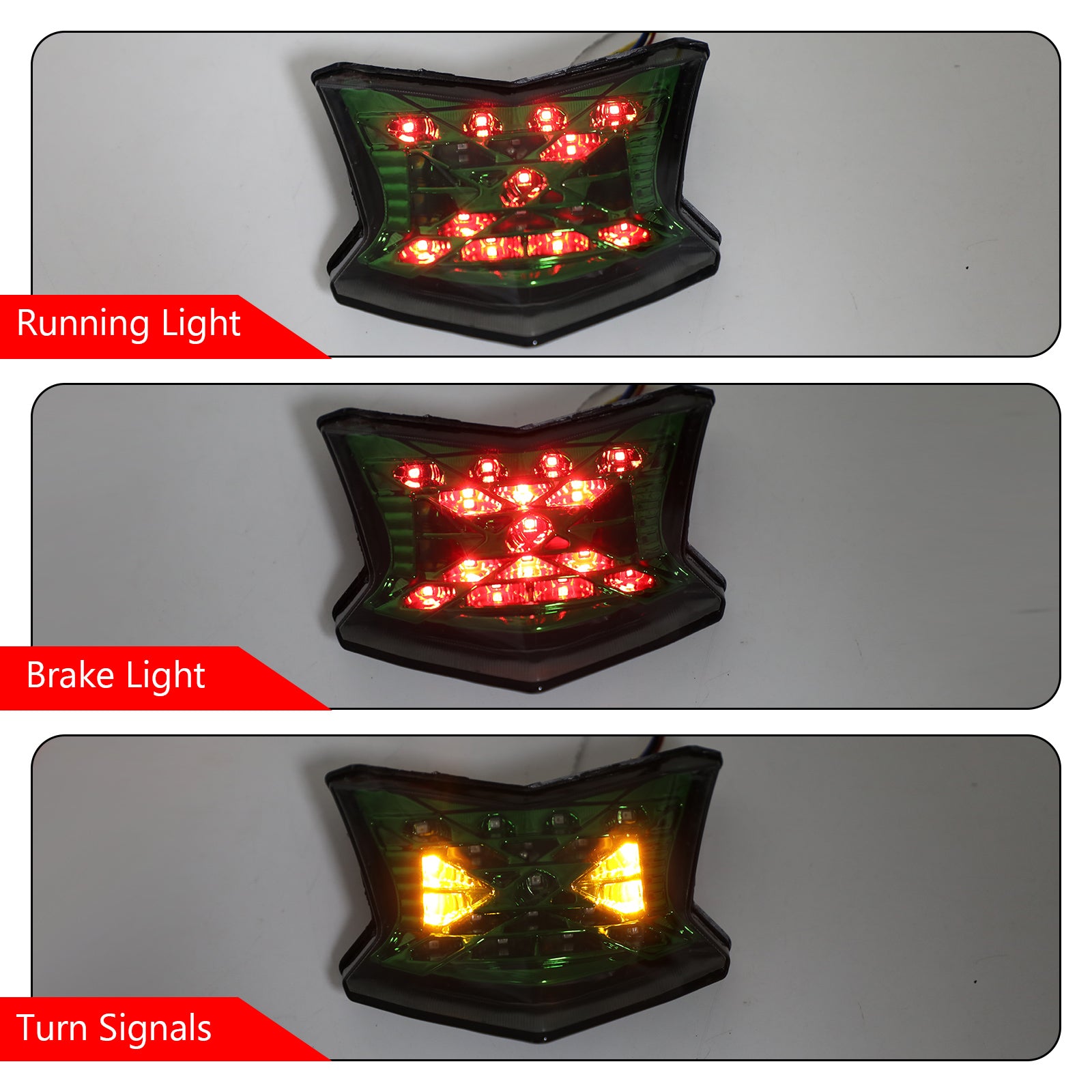 Clignotants de frein LED, feu arrière pour Kawasaki Z650 Ninja 650 Z900 17-19, argent