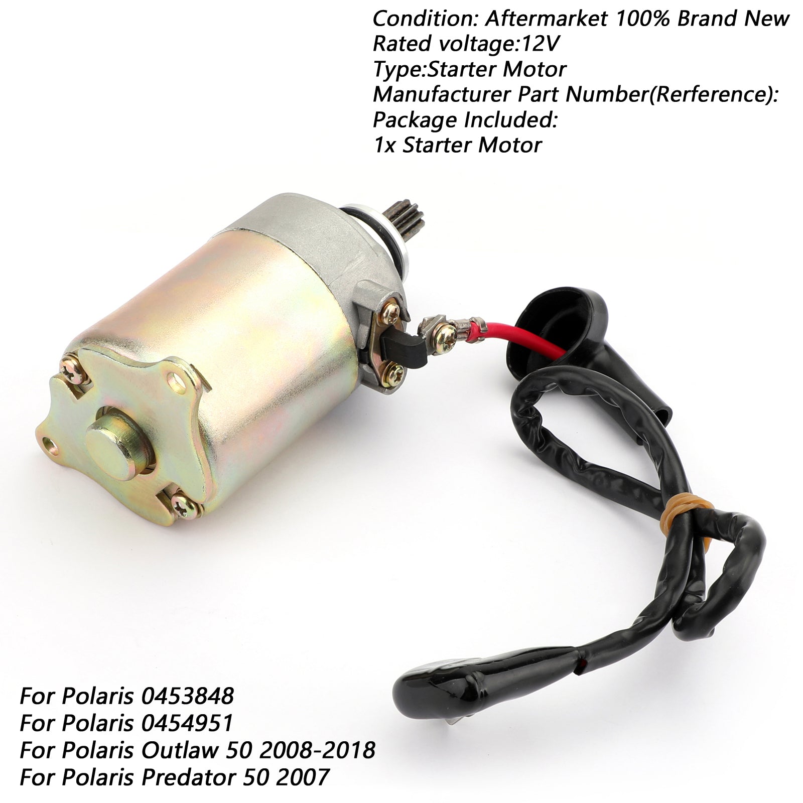 Elektrischer Anlasser mit Kabel für Polaris RZR 170 UTV 2009–17 0454488 0454945