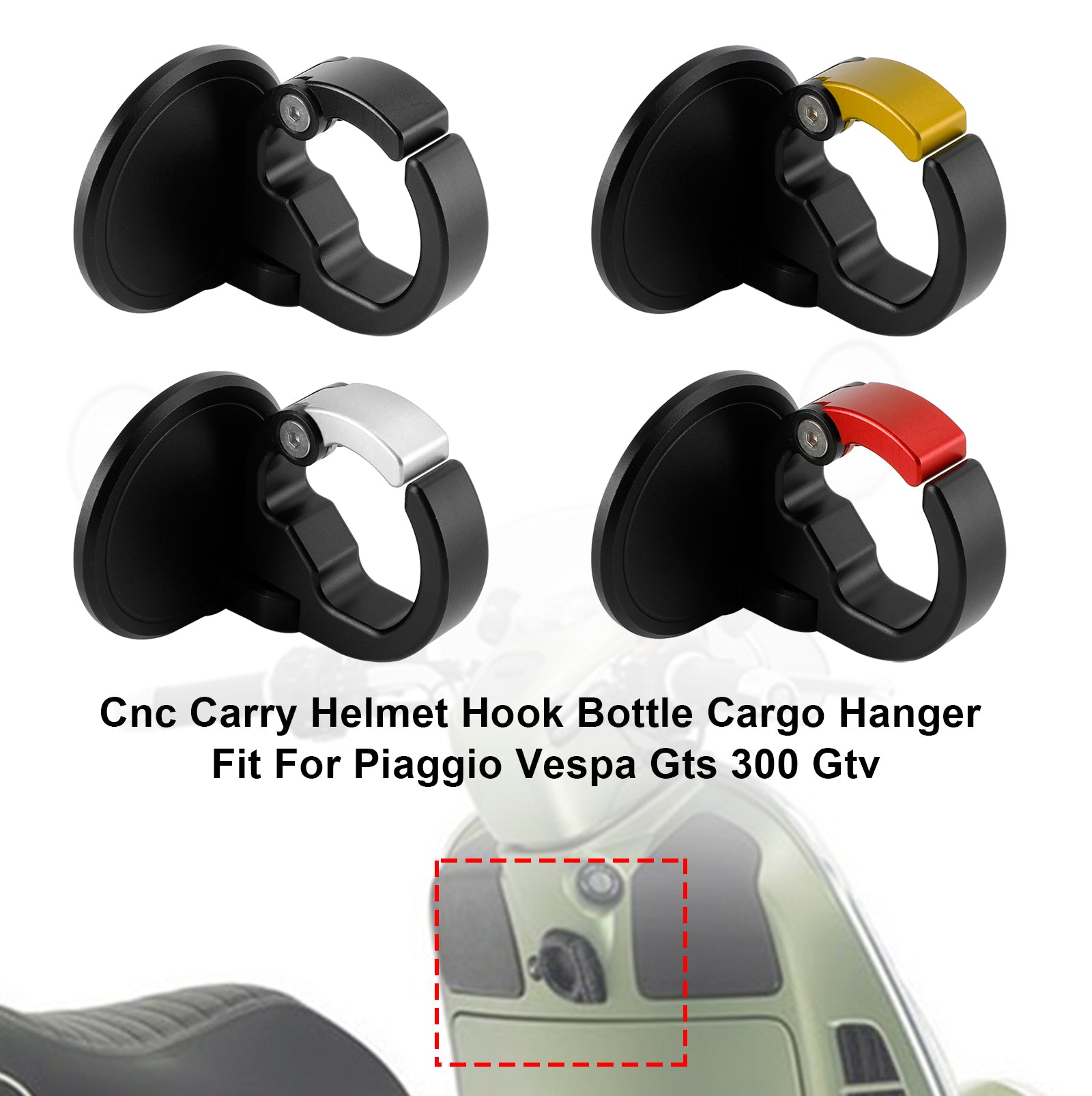 Cnc porte-casque crochet bouteille Cargo cintre adapté pour Piaggio Vespa Gts 300 Gtv argent générique