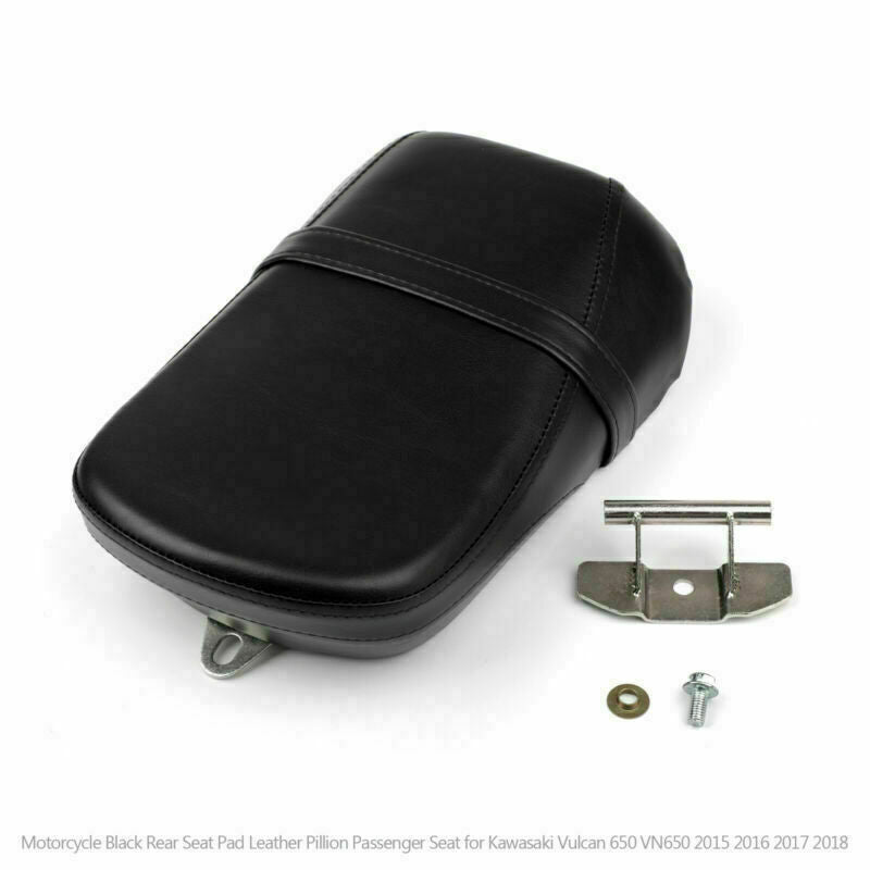 Moto Nero Sedile Posteriore Pad In Pelle Passeggero Sedile per Kawasaki Vulcan 650 VN650 2015 2016 2017 2018 Generico