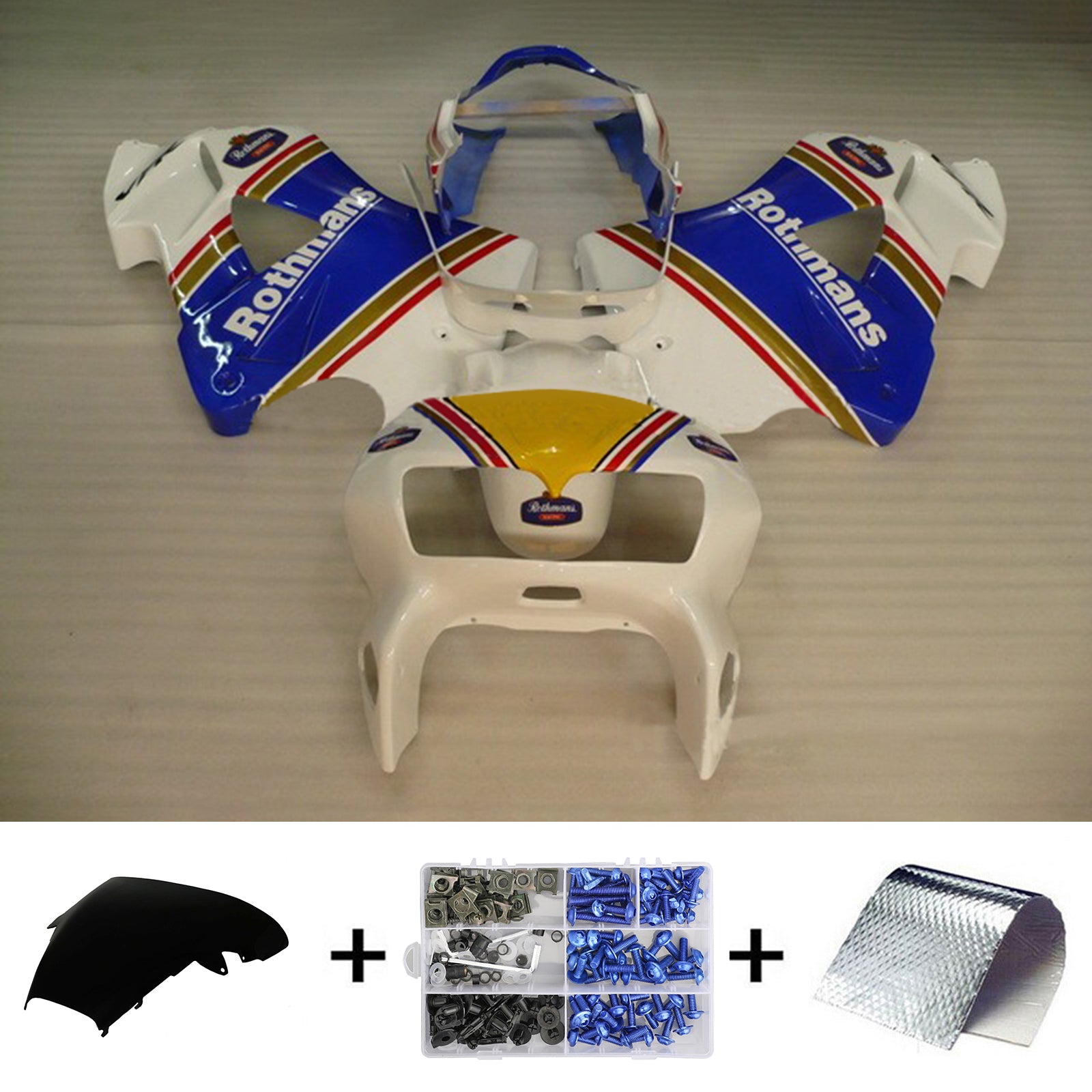 Amotopart 1998-2001 Honda VFR800 Kit de carénage bleu et blanc