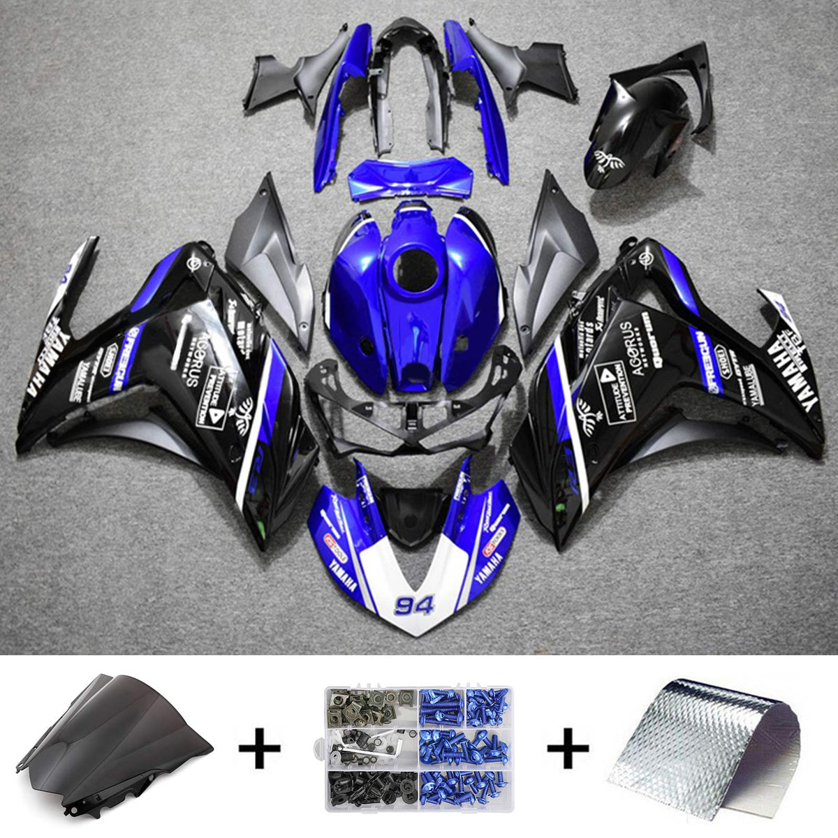 Kit carena Amotopart Yamaha 2014-2018 YZF R3 e 2015-2017 YZF R25 Kit carena nero blu