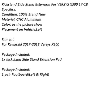 Kickstand side stand extension enlarger pad For KAWASAKI 17-18 Versys-X300