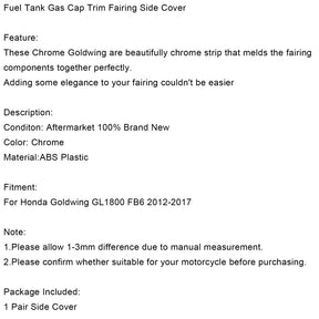 Kraftstofftank Tankdeckel Verkleidung Verkleidung Seitenabdeckung für Honda Goldwing GL 1800 F6B 12-17 Generic