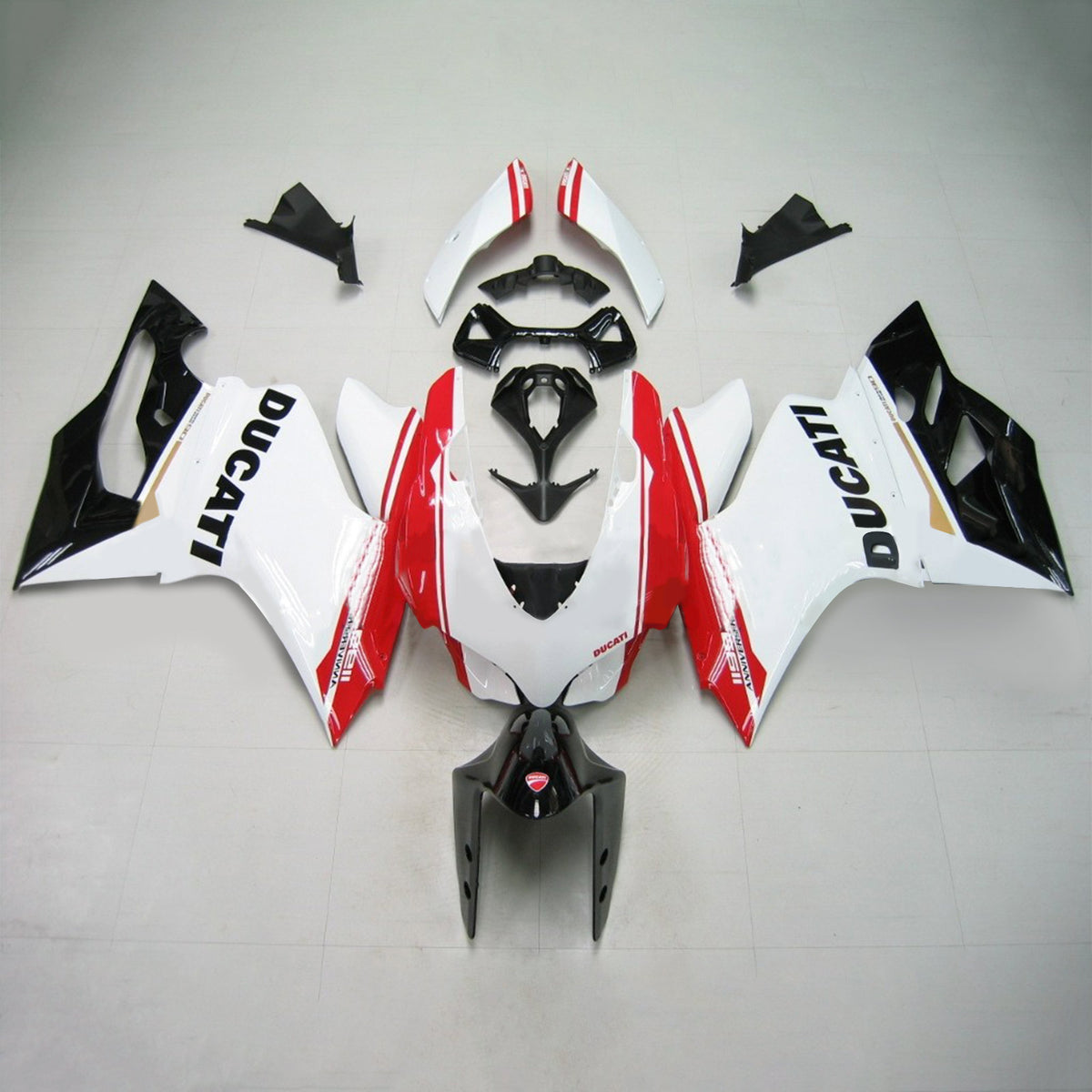 Amotopart Verkleidungsset für Ducati 2012–2015 1199/899, Schwarz, Weiß, Rot