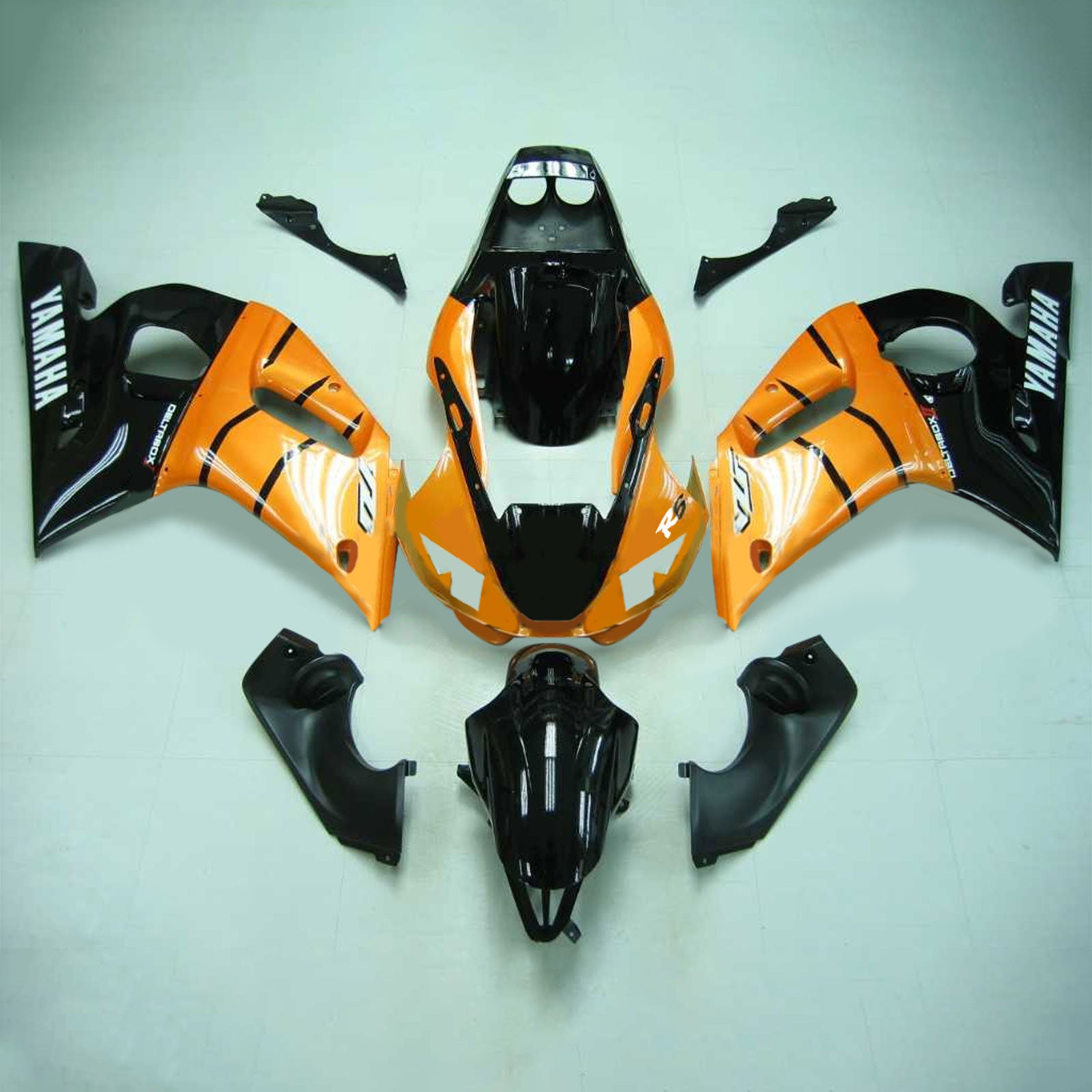 Amotopart Yamaha 1998-2002 YZF 600 R6 Black Orange Fairing Kit