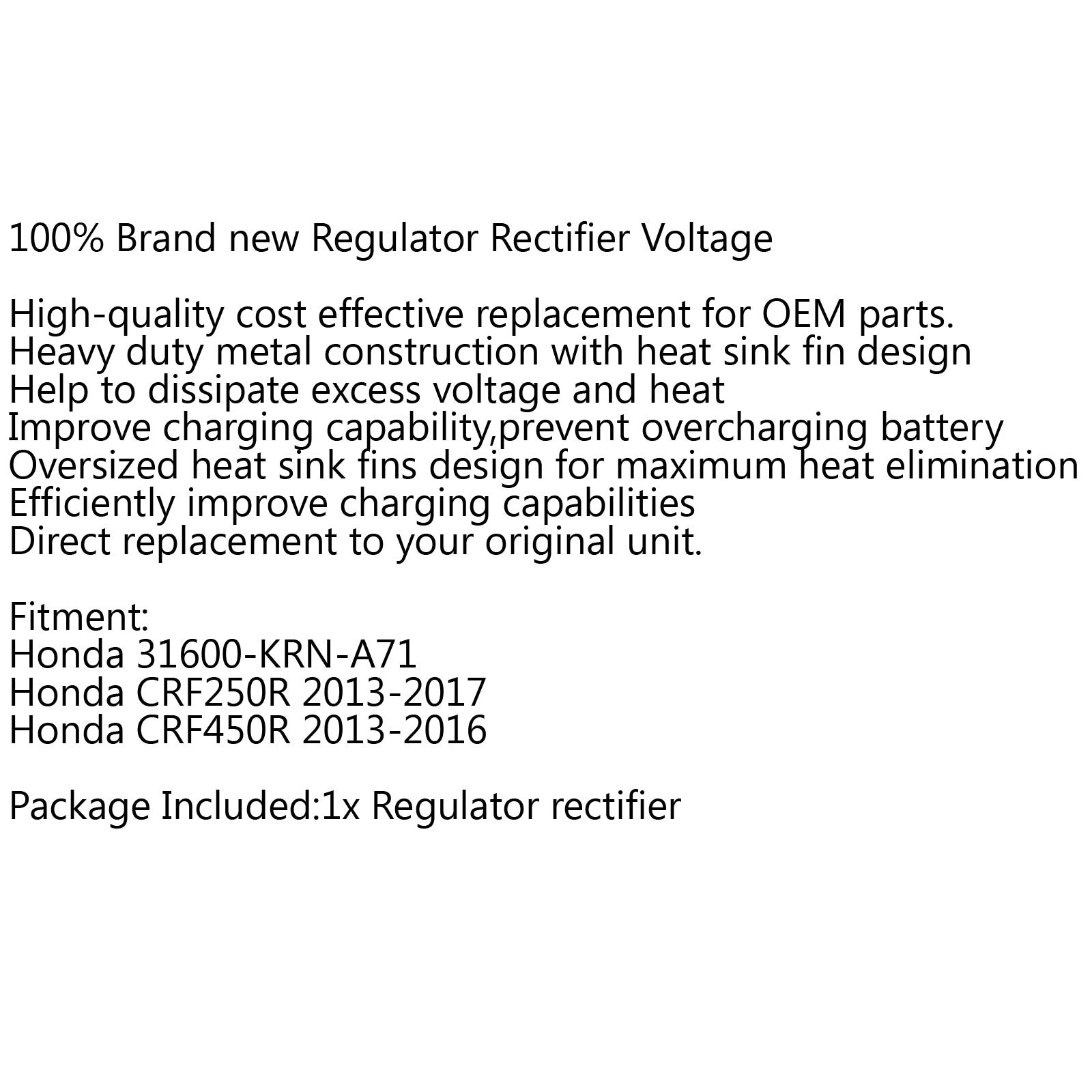 Reglergleichrichter 31600-KRN-A71 für Honda CRF250R 13–17 Honda CRF450R 13–16 Generisch
