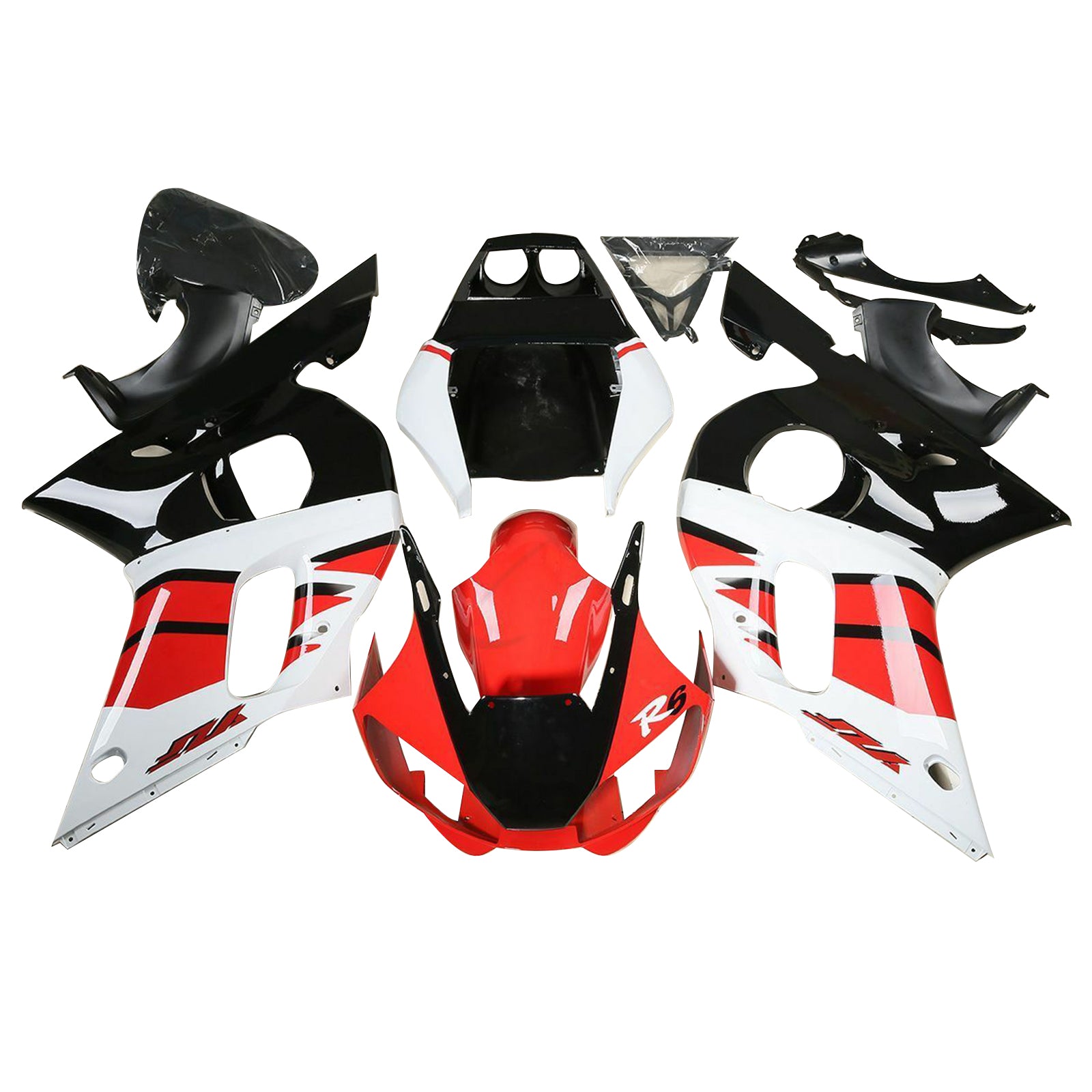 Amotopart 1998–2002 Yamaha YZF R6 rot-weiß-schwarzes Verkleidungsset