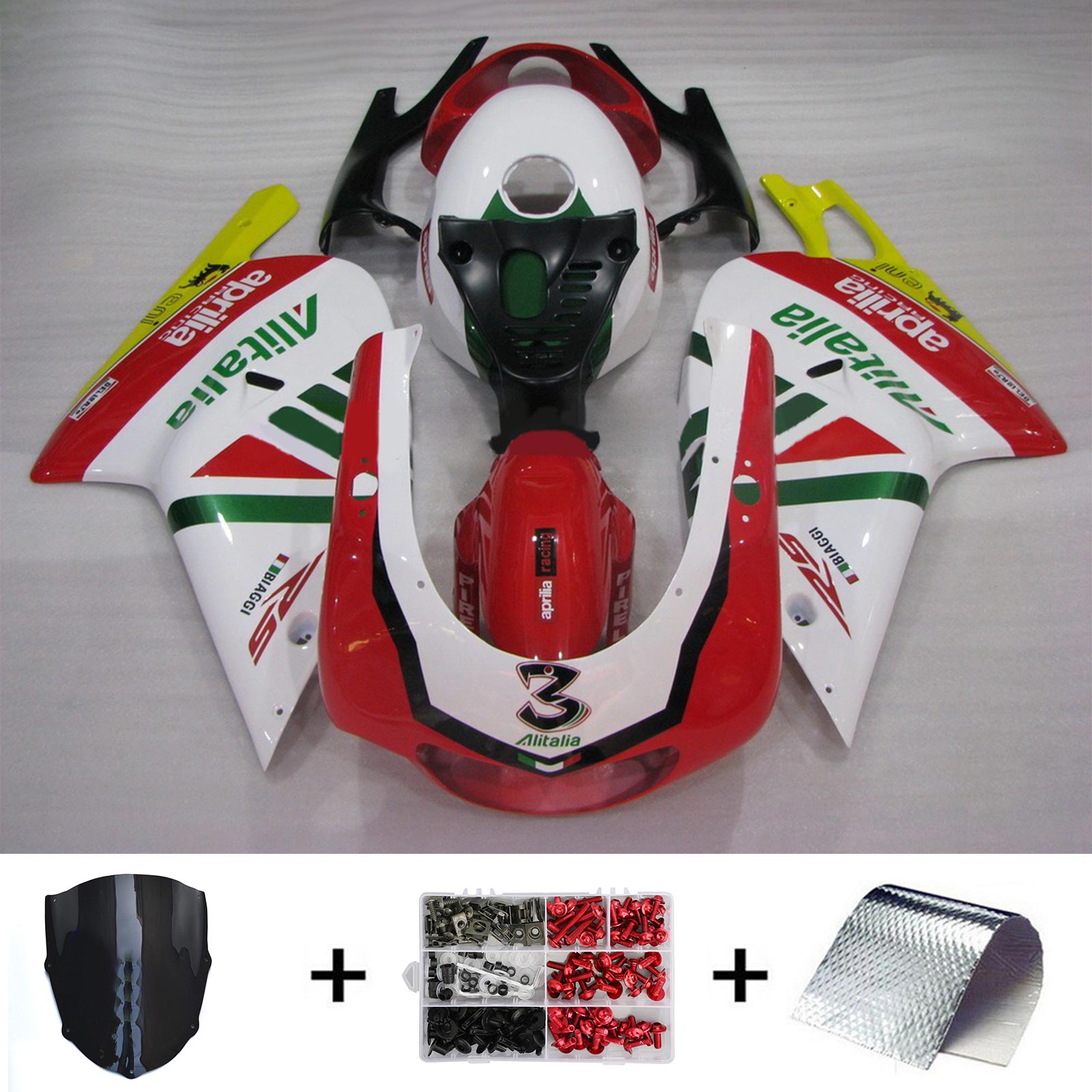 Amotopart 2000-2005 Aprilia RS125 Green&Red Fairing Kit