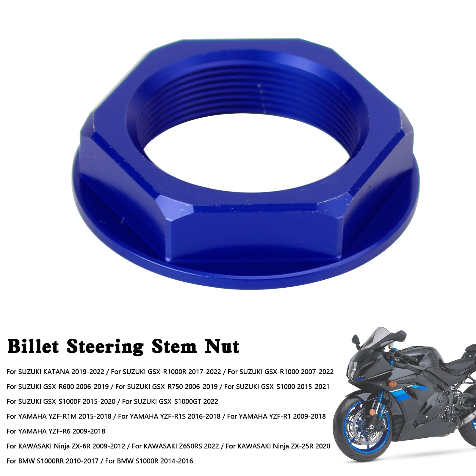 Écrou de tige de direction en billette, pour SUZUKI GSXR 600/750 YZF-R1 ZX6R S1000RR