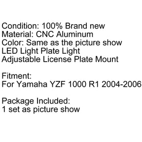 Fender Eliminator License Plate Mount Holder Bracket For Yamaha YZF1000 R1 04-08