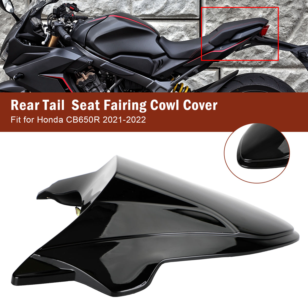 Copertura del cappuccio della carenatura del sedile posteriore per Honda CB650R 2021-2022 generico