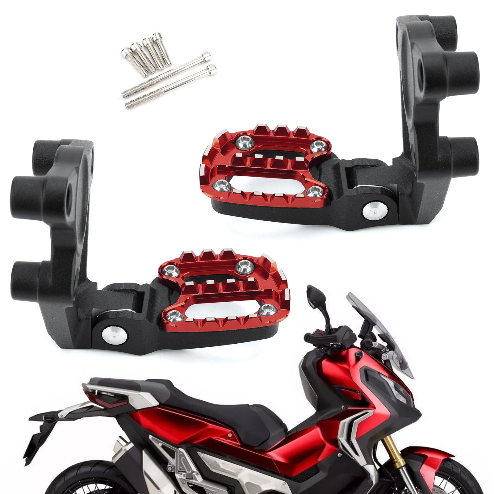 Estribos traseros Honda aptos para Honda X-ADV 750 2017-2018 Rojo