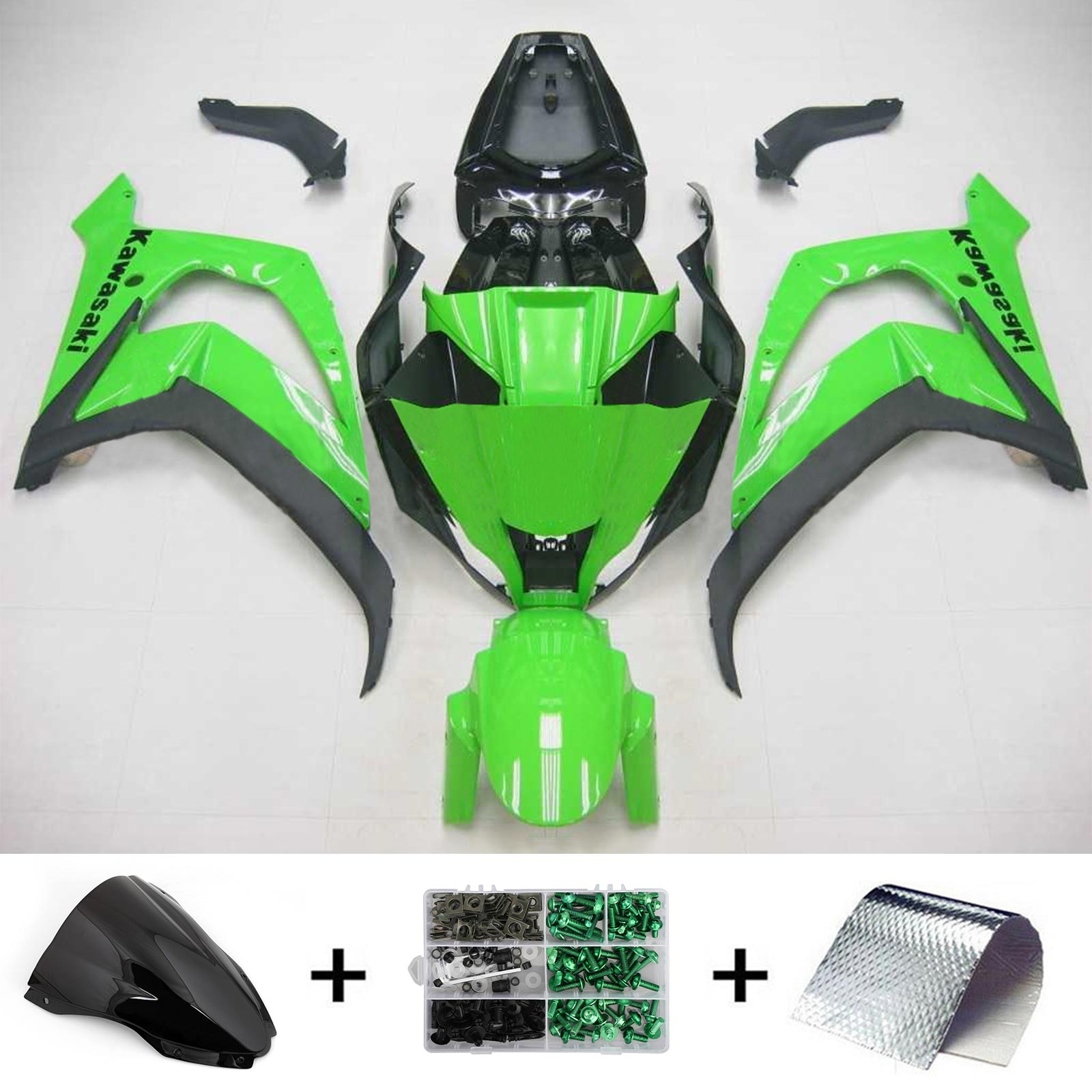 Amotopart 2011-2015 Kawasaki ZX10R Kåbe Glans Grøn&Bmangelsæt