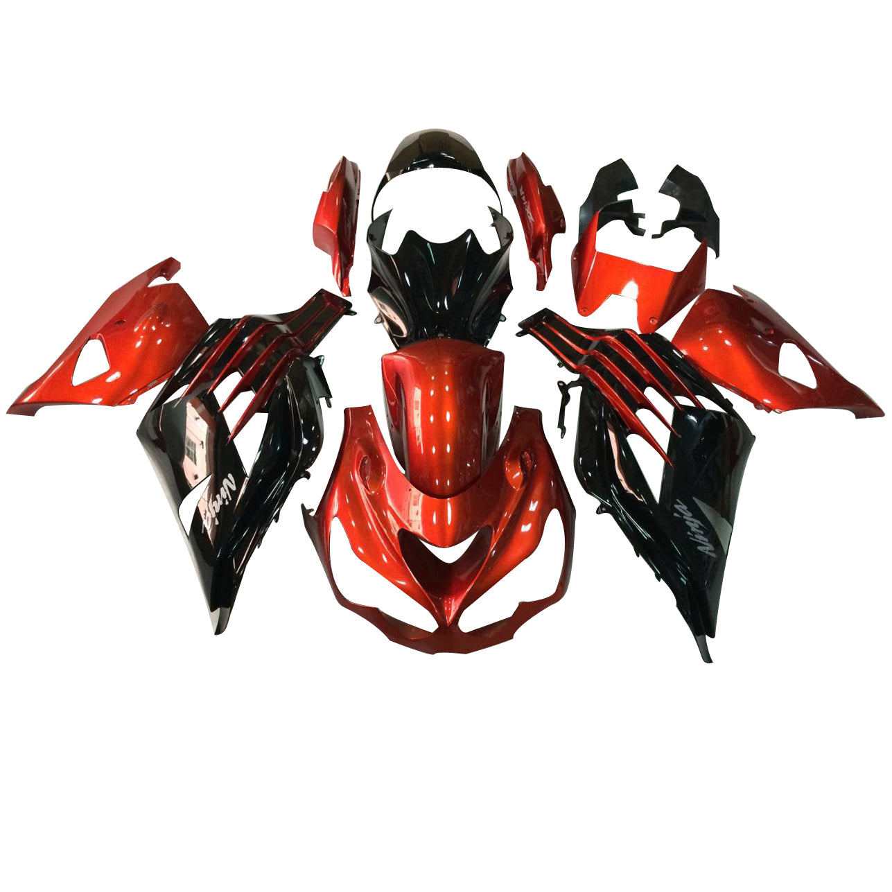 Amotopart Kawasaki 2012-2022 ZX14R Black Mix Red Fairing Kit