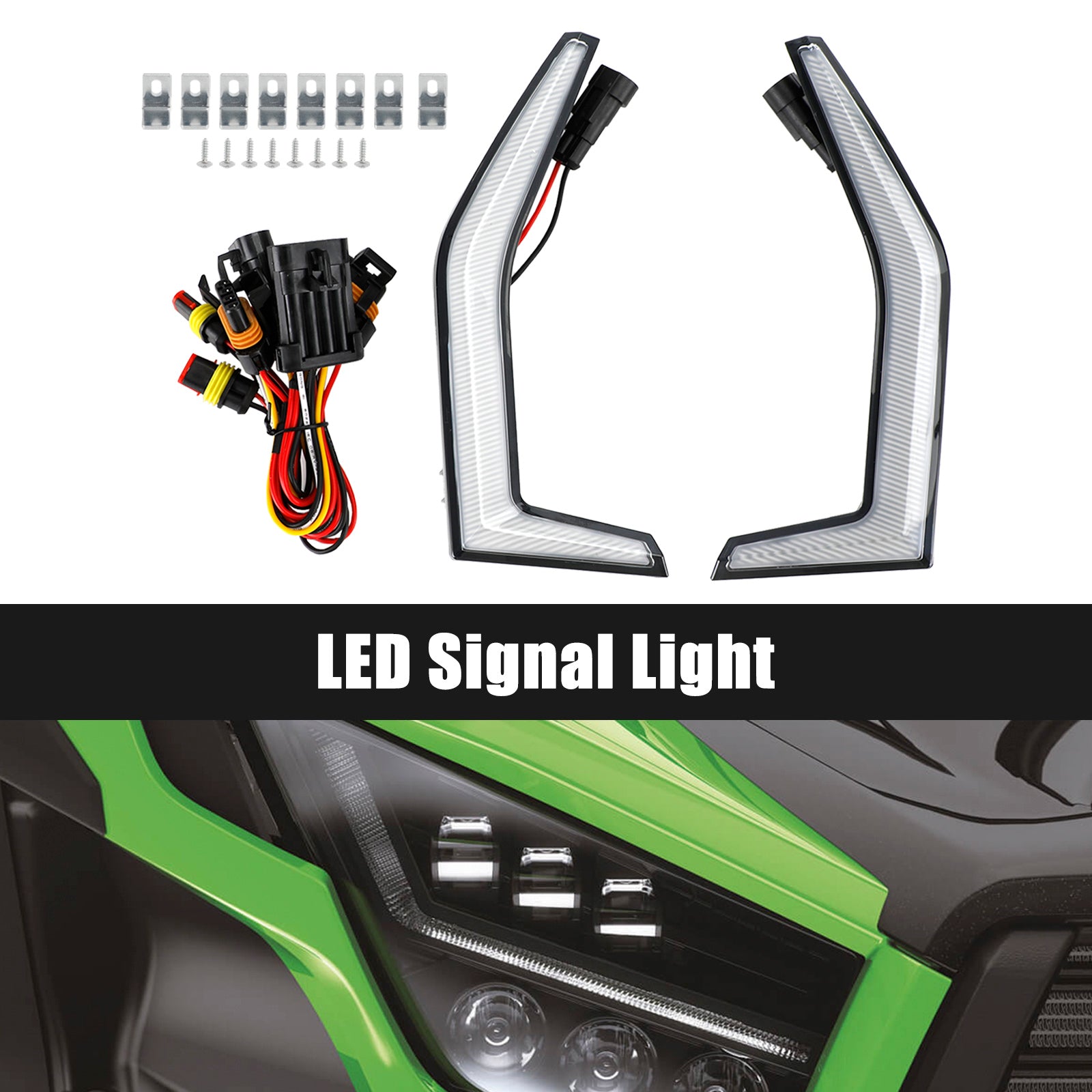 Fang Accent Grill Lampade Luce anteriore a LED per Kawasaki Teryx KRX 1000 2020-2023