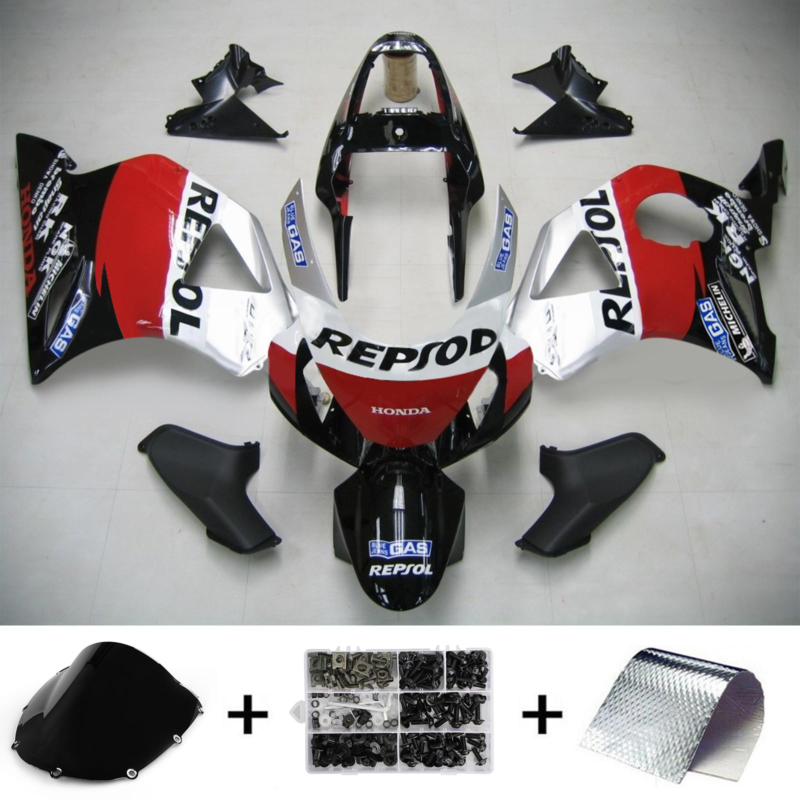 Amotopart Honda CBR954 2002-2003 White&Red Repjol Fairing Kit