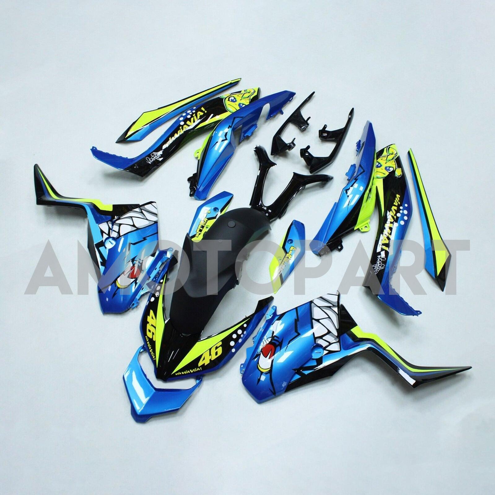 Amotopart 2017-2021 Yamaha XMAX300 Fairing Blue&Yellow Sharkteeth Kit