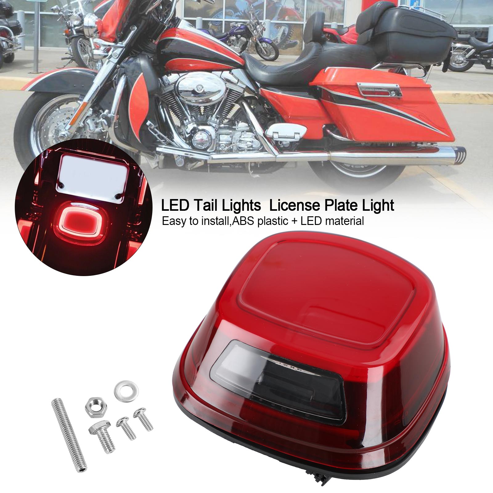 Feux arrière LED pour plaque d'immatriculation, pour Touring Softail Dyna Sportster 99-Up générique