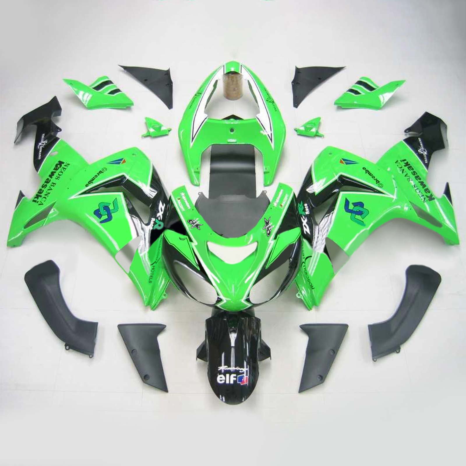 Amotopart Kawasaki ZX10R 2006–2007 grünes Verkleidungsset