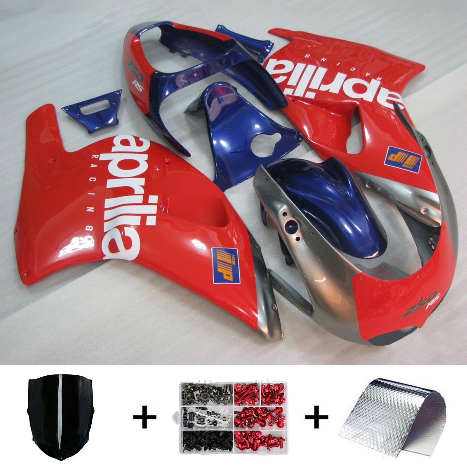 Amotopart 1994–1997 Aprilia RS250 Verkleidungsset in Blau und Rot