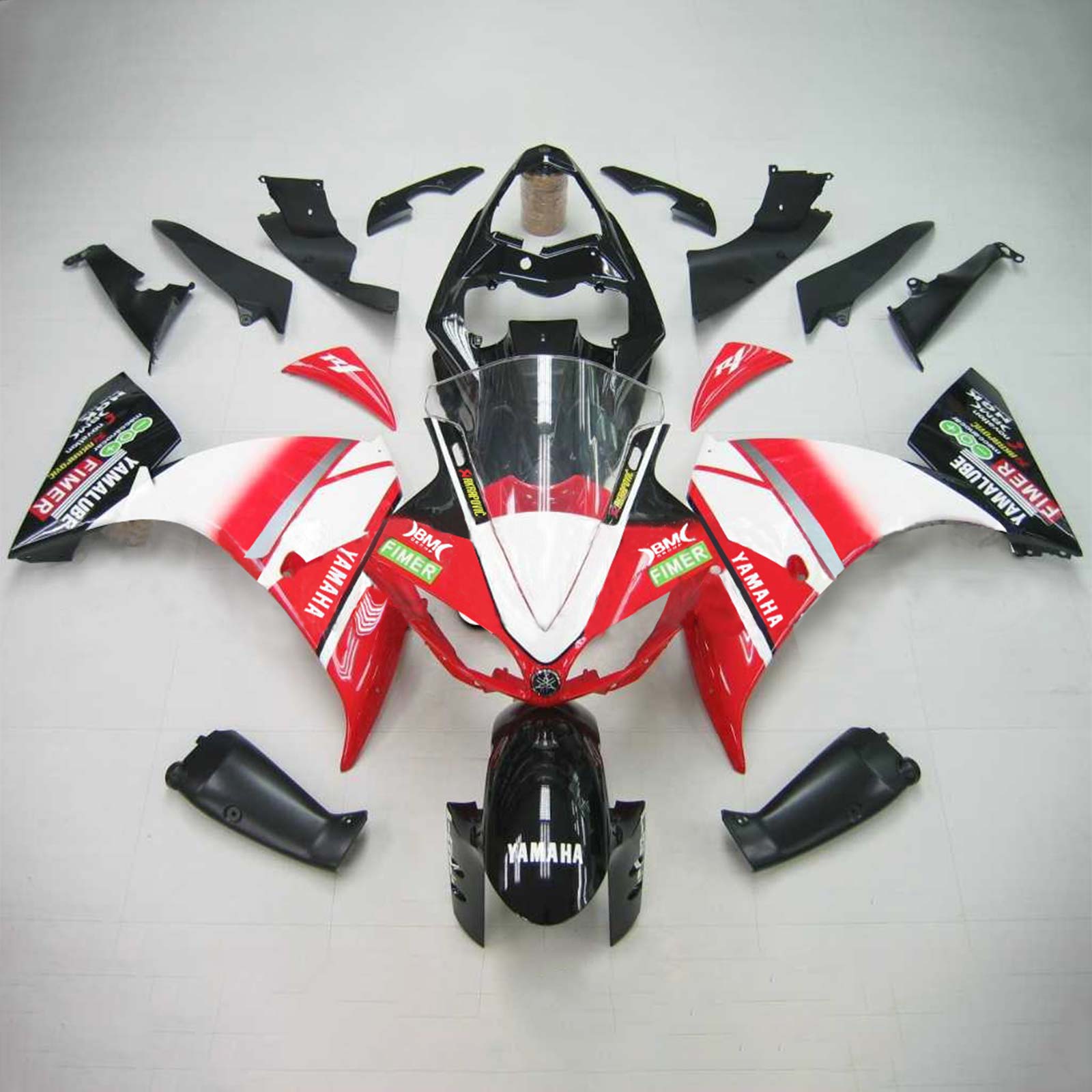 Amotopart Yamaha  2009-2011 YZF 1000 R1 Red White Black Fairing Kit