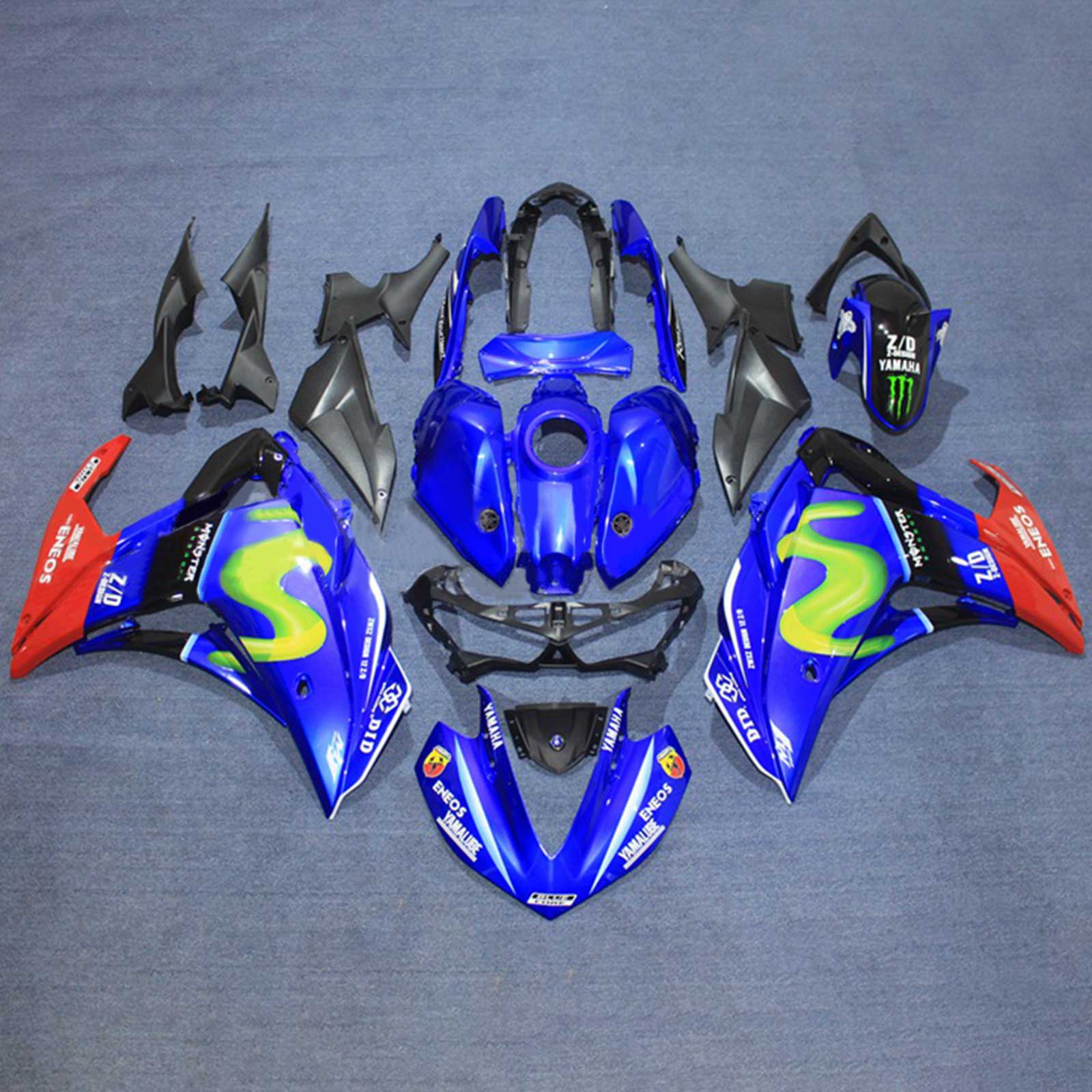 Kit de carénage Amotopart Yamaha 2014-2018 YZF R3 & 2015-2017 YZF R25 Kit de carénage bleu rouge