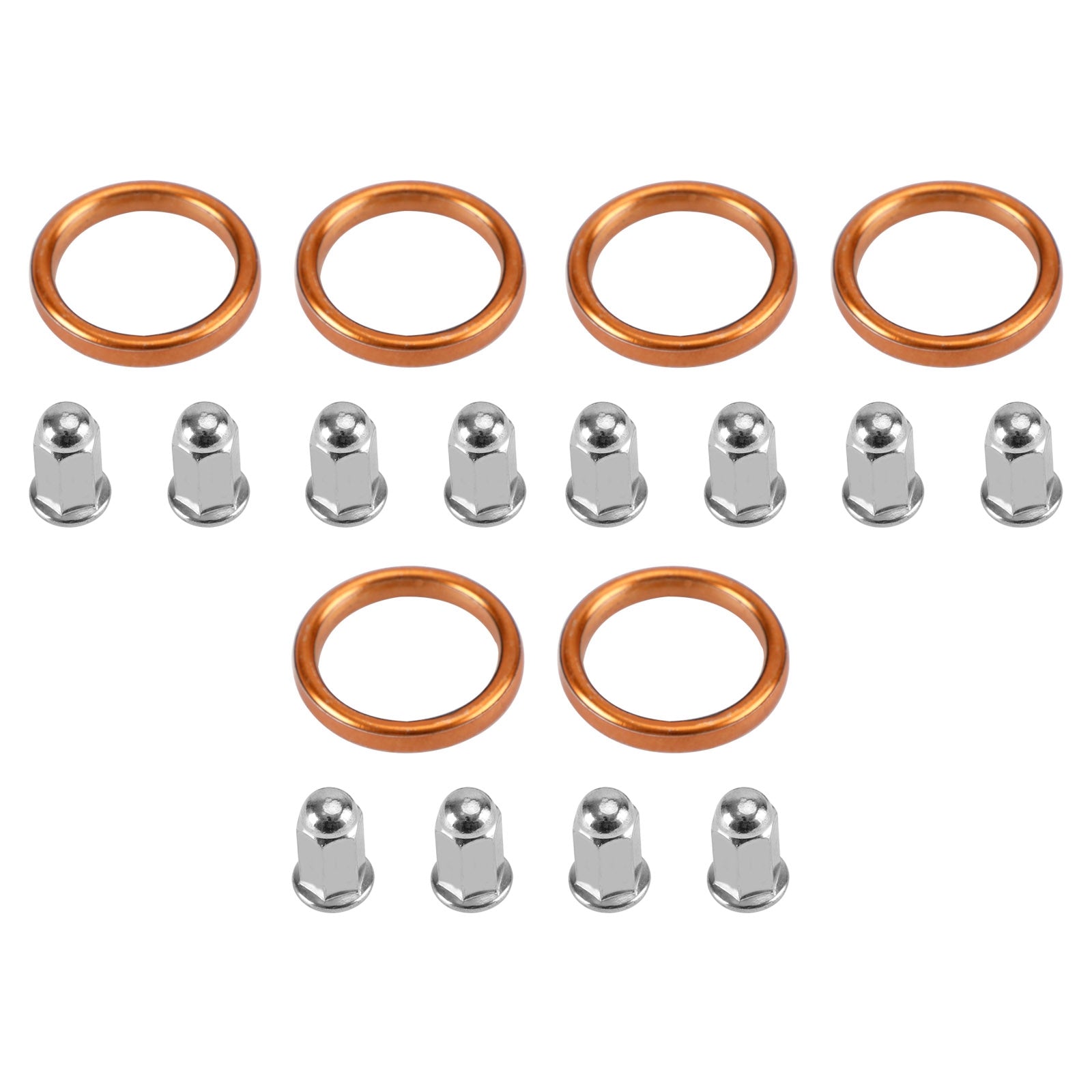 6 Exhaust Gaskets & 12 Cap Nuts For Honda Goldwing GL1500 Valkyrie GL1800 Rune