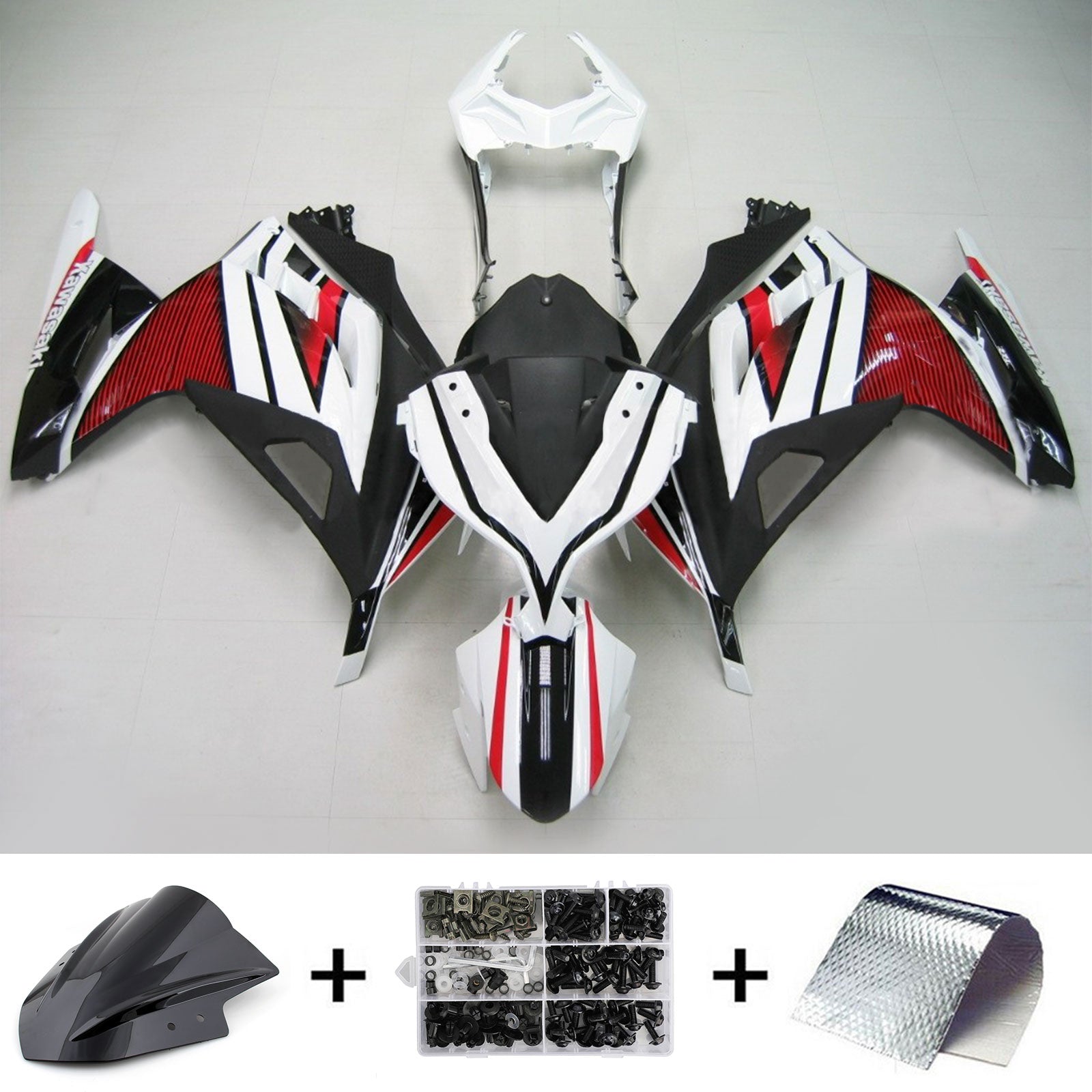 Amotopart Kawasaki 2013-2024 EX300/Ninja 300 Černá bílá červená kapotáž