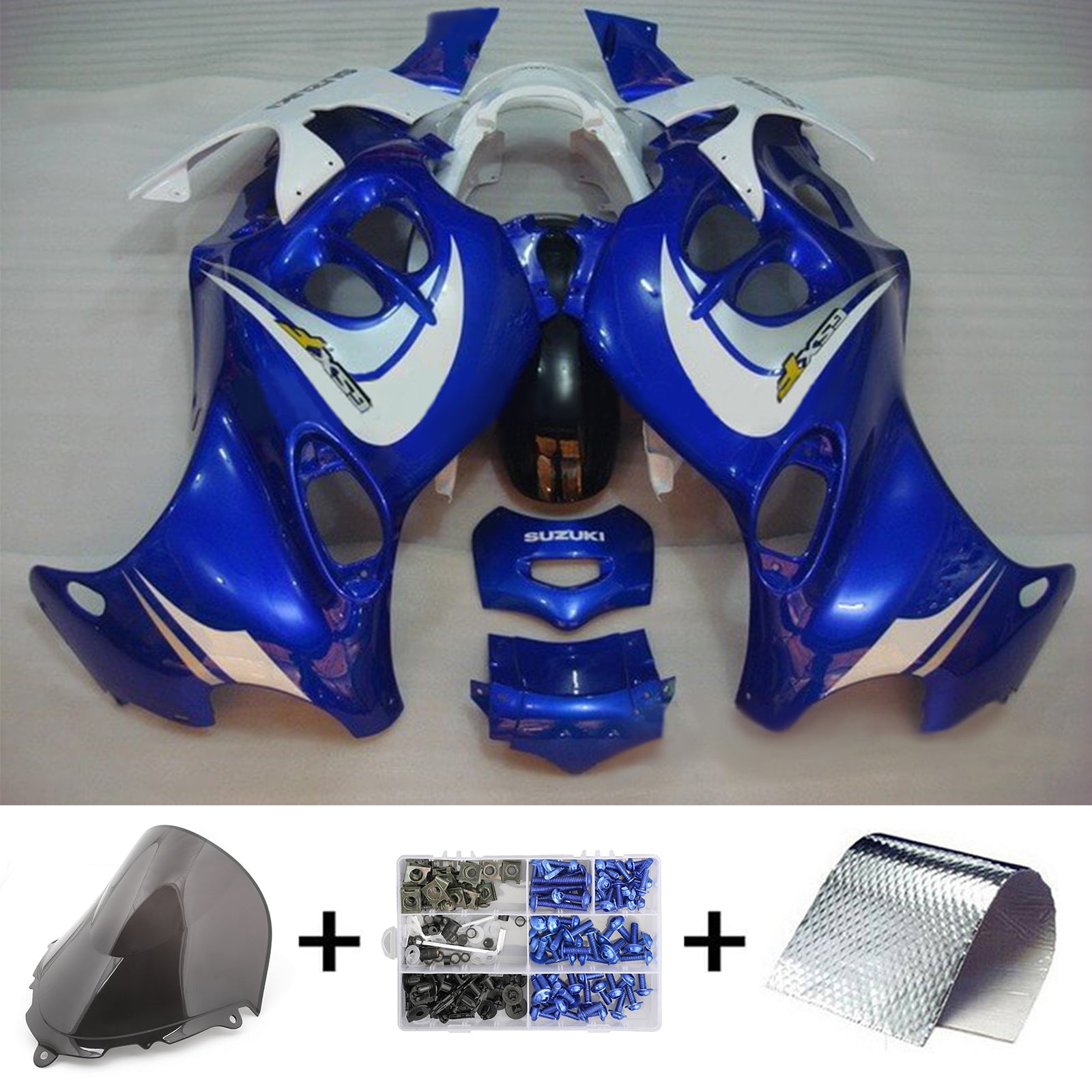 Amotopart Verkleidungssatz für Suzuki Katana GSXF600/750, 1998–2006, Blau/Weiß