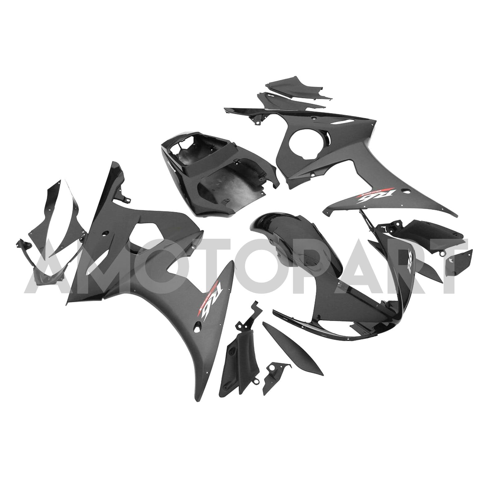 Amotopart 2005 Yamaha YZF R6 Black Fairing Kit