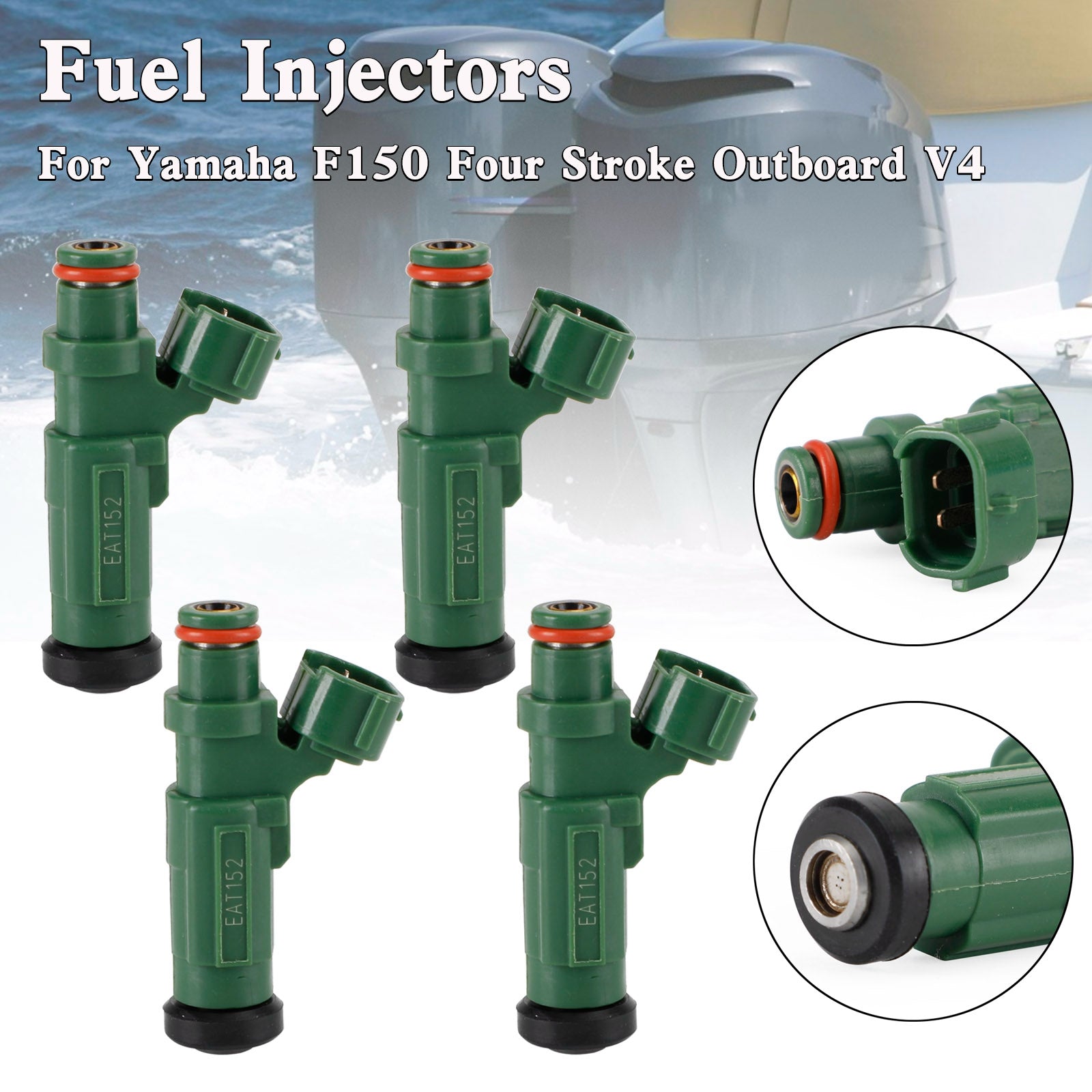 4PCS Yamaha Outboard F150 150HP Fuel Injector New Version 63P-13761-01-00