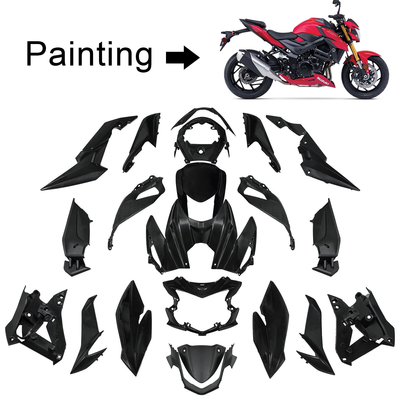 Amotopart 2017-2022 Suzuki GSX-S 750 Verkleidungsset Rot &amp; Schwarz