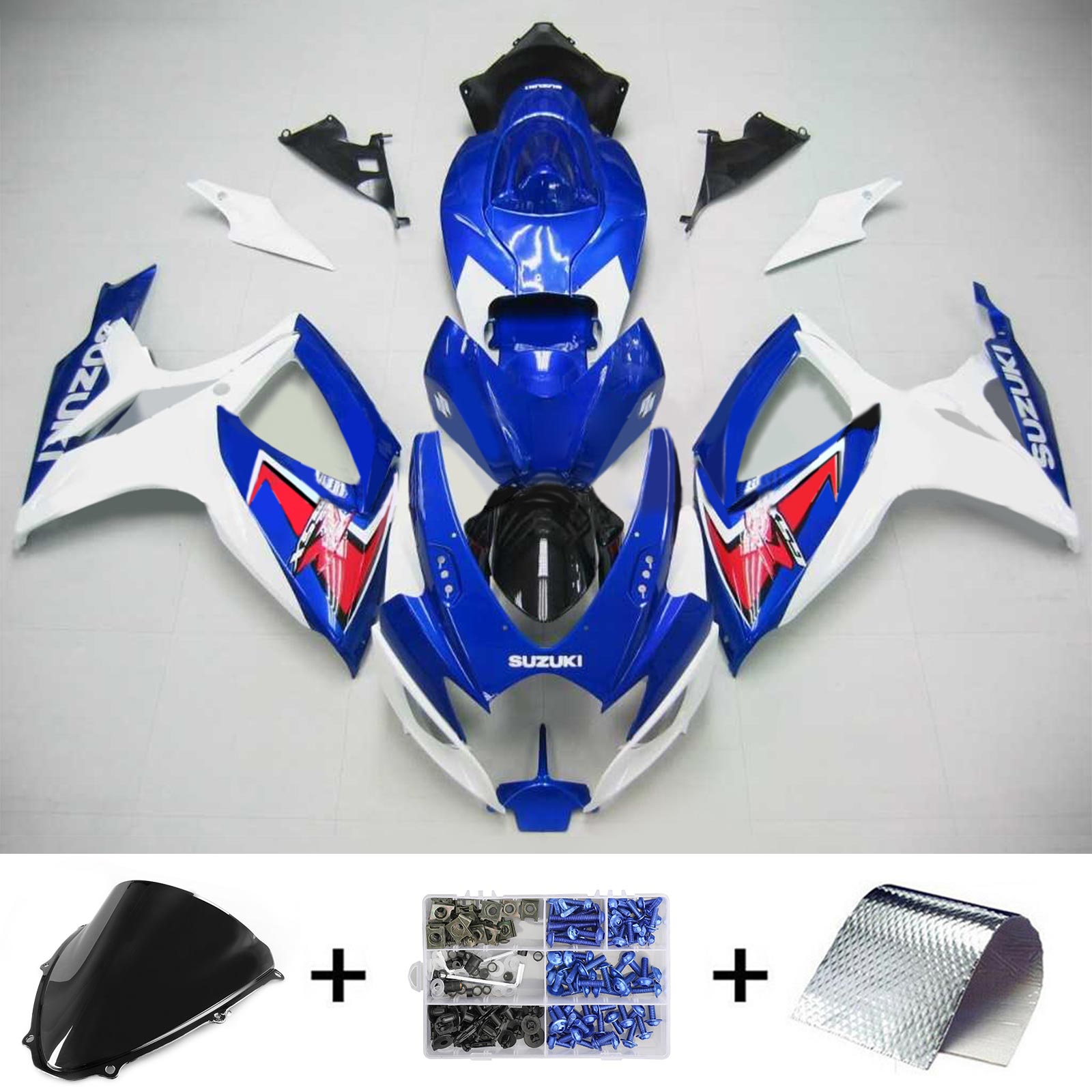 Amotopart 2006-2007 Suzuki GSXR 600/750 Blue & White Style2 Kit de carenagem