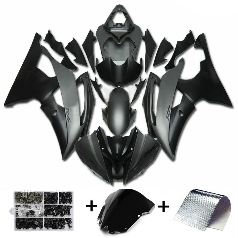 Amotopart 2008-2016 Yamaha YZF-R6 Kit de carenado gris negro